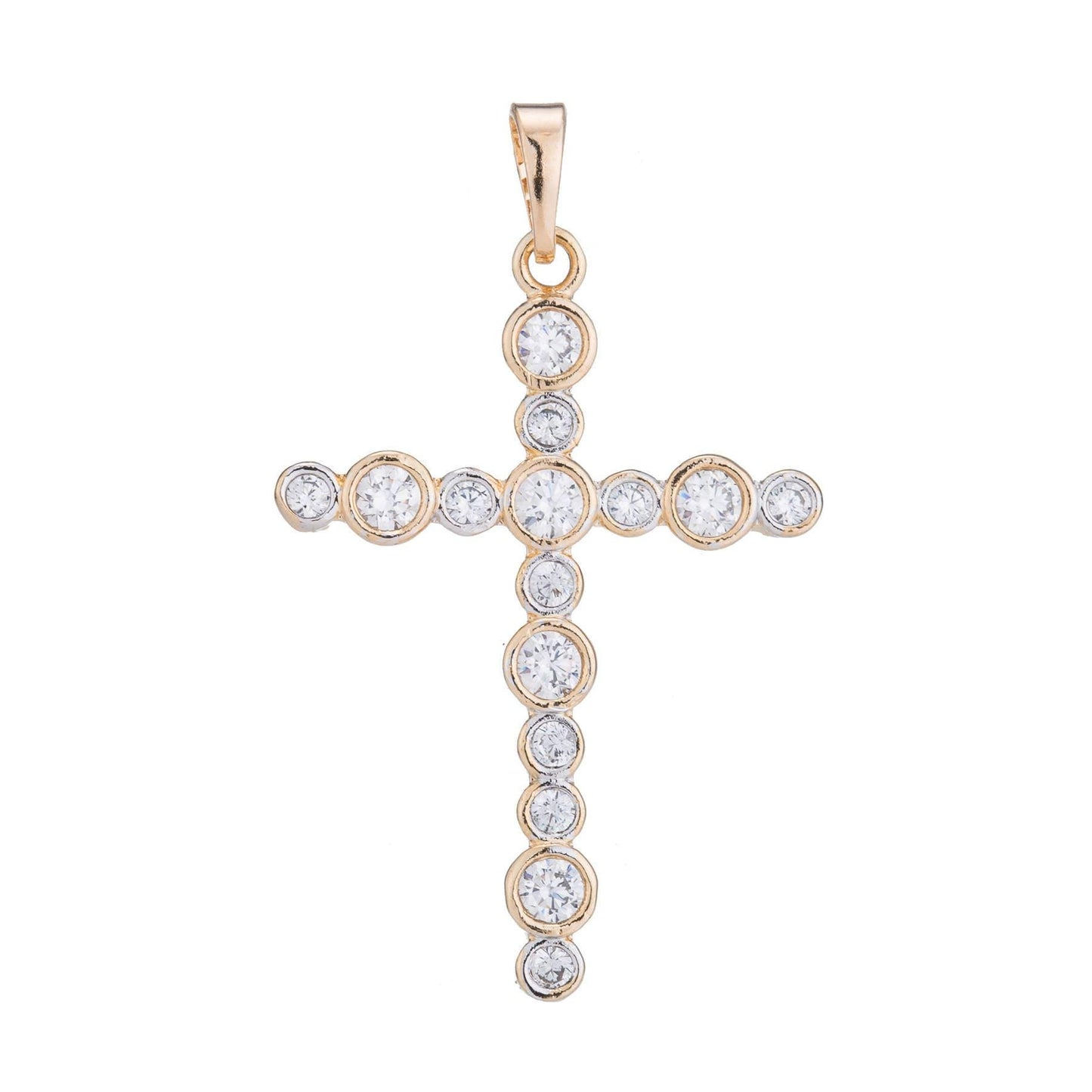 Cross gold plated pendant necklace -simple cross gold pendant cubic zircon crystal -rose gold plated pendant - religious pendant charm h-451