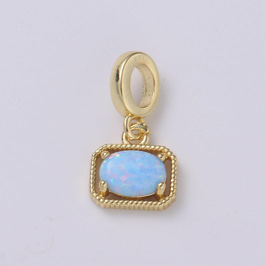 Mini octagon opal charm, dainty gold charm dainty charm bracelet earring necklace supplies, jewelry making, pdgf 2179