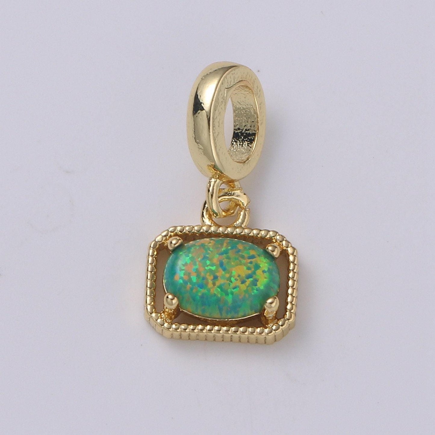 Mini octagon opal charm, dainty gold charm dainty charm bracelet earring necklace supplies, jewelry making, pdgf 2179