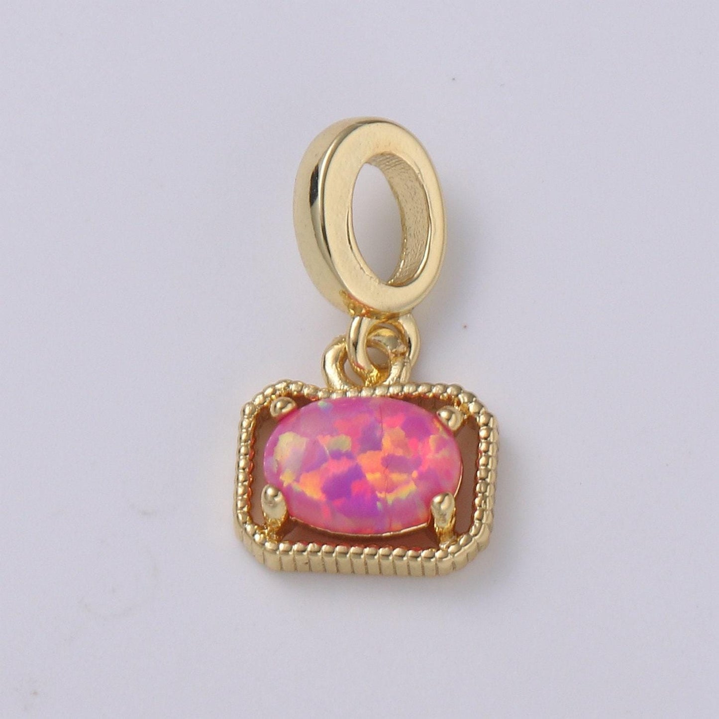 Mini octagon opal charm, dainty gold charm dainty charm bracelet earring necklace supplies, jewelry making, pdgf 2179