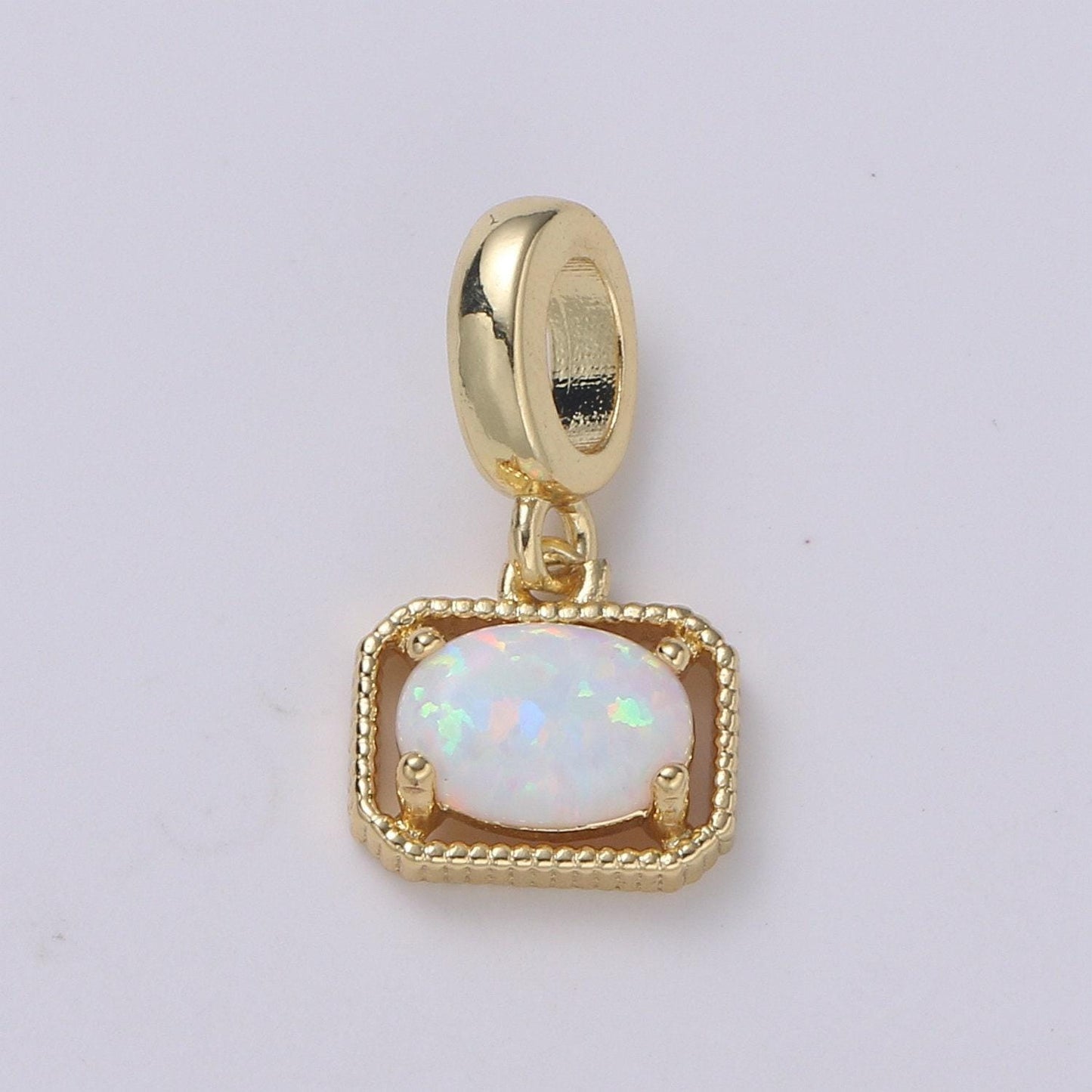Mini octagon opal charm, dainty gold charm dainty charm bracelet earring necklace supplies, jewelry making, pdgf 2179