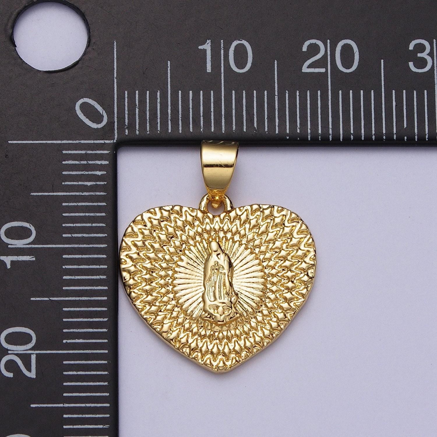 24k gold filled virgin mother mary sunburst heart pendant for catholic religious jewelry making lady guadalupe charm | h413