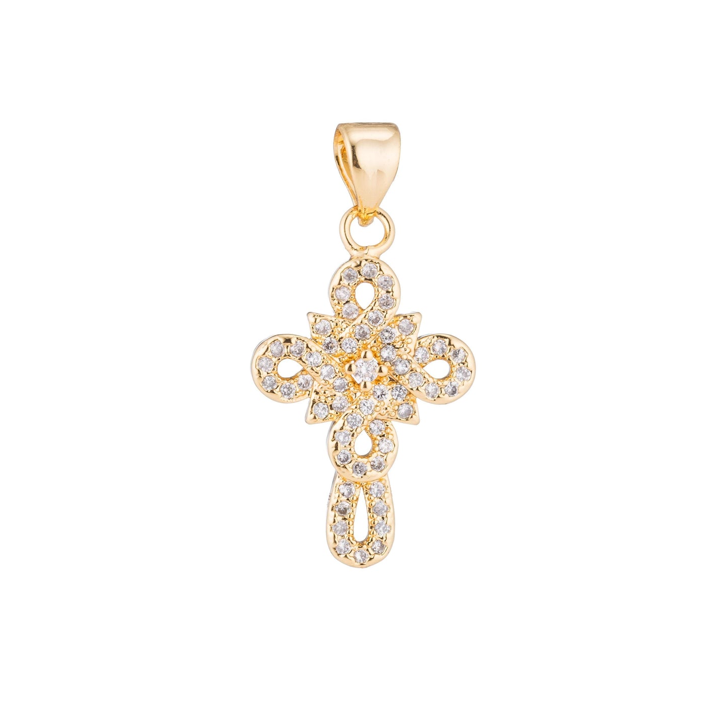 White & gold cross, jesus, faith, love, hope, peace, church cz necklace pendant charm bead bails findings for jewelry making h-407