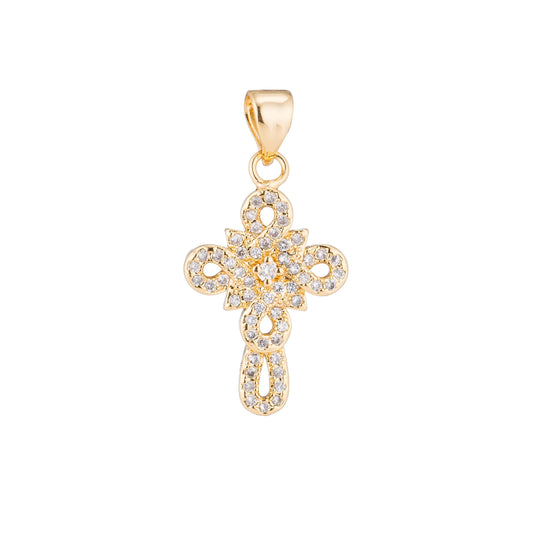 White & gold cross, jesus, faith, love, hope, peace, church cz necklace pendant charm bead bails findings for jewelry making h-407