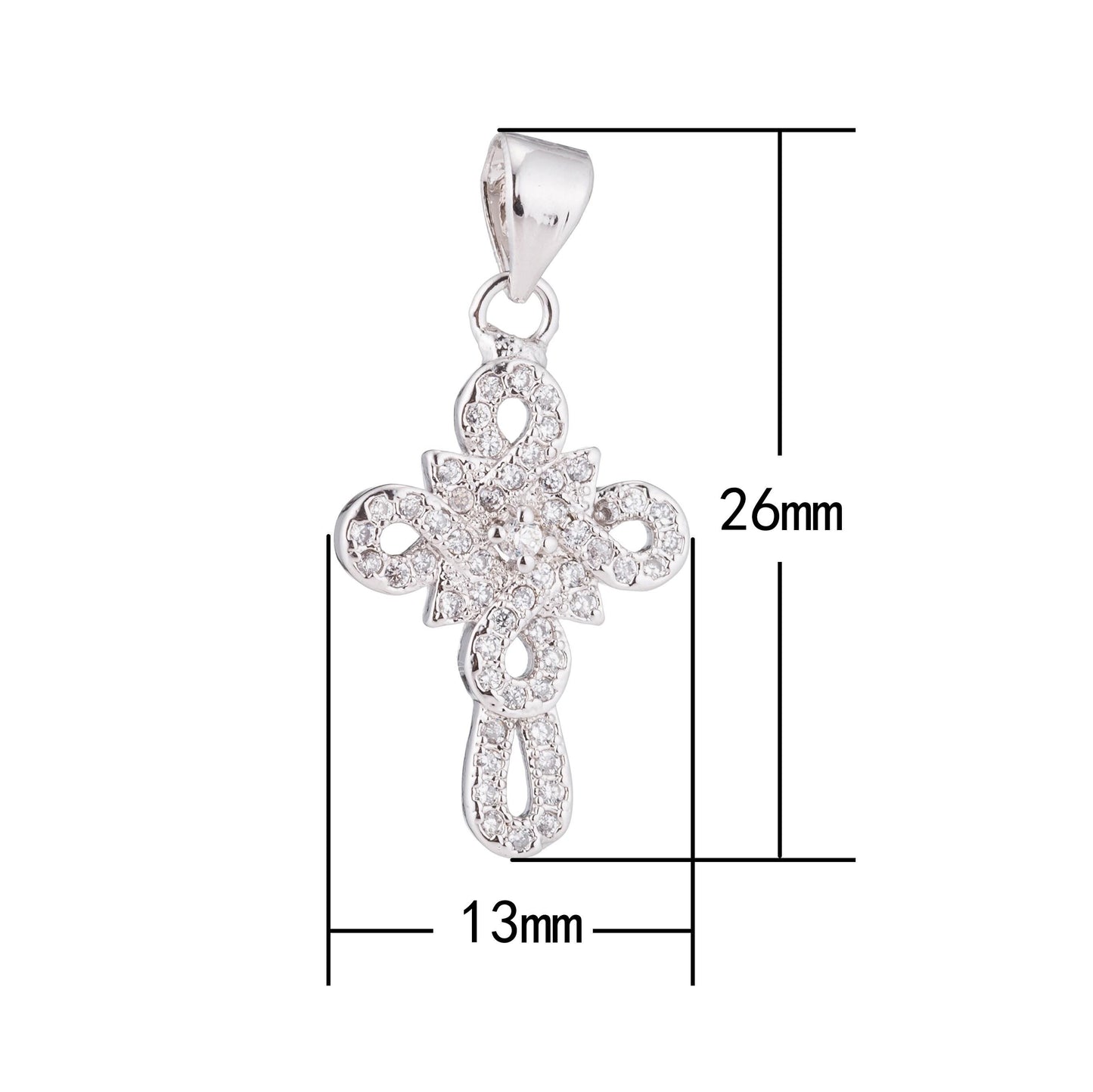 White & gold cross, jesus, faith, love, hope, peace, church cz necklace pendant charm bead bails findings for jewelry making h-407