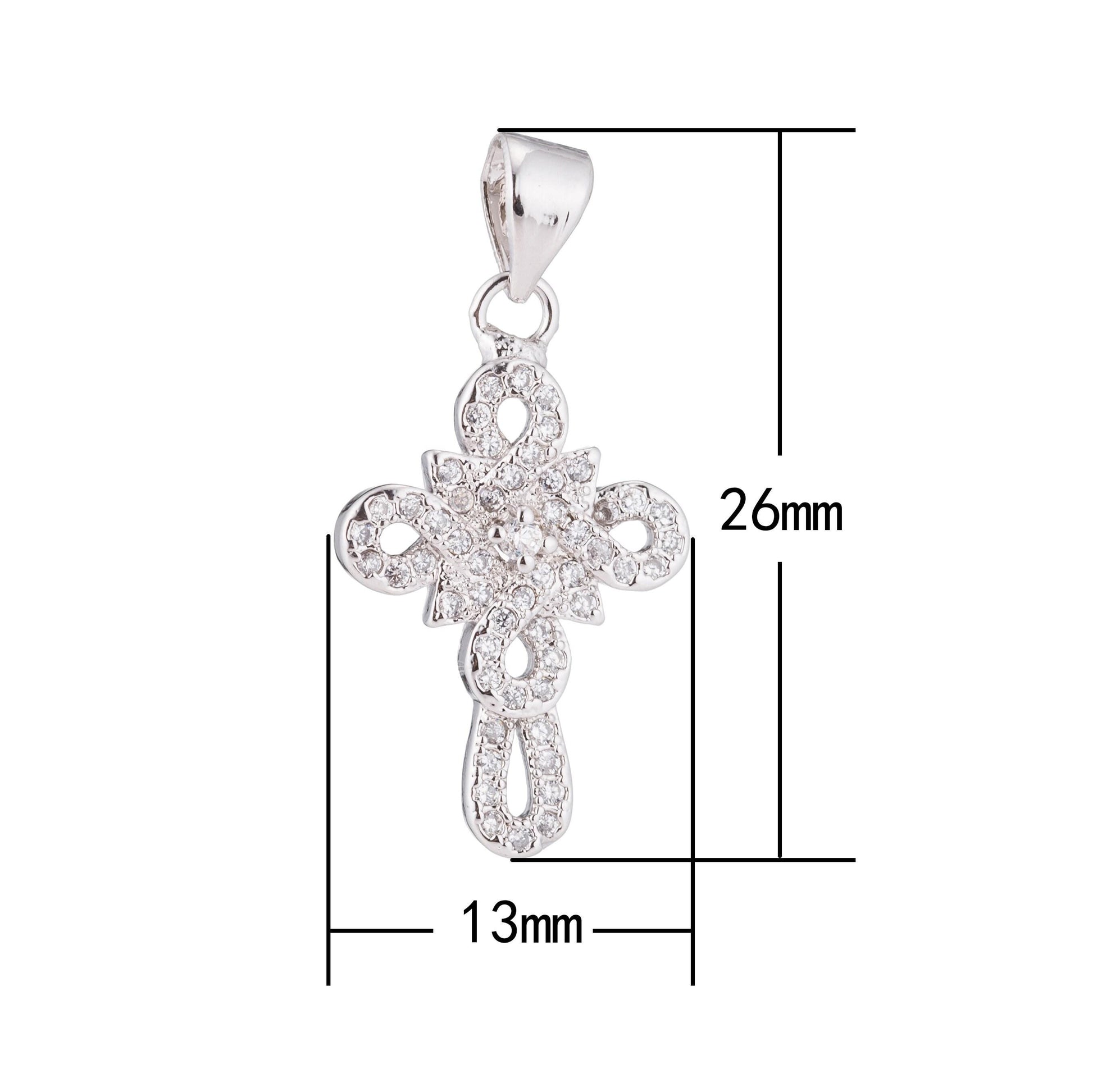 White & gold cross, jesus, faith, love, hope, peace, church cz necklace pendant charm bead bails findings for jewelry making h-407