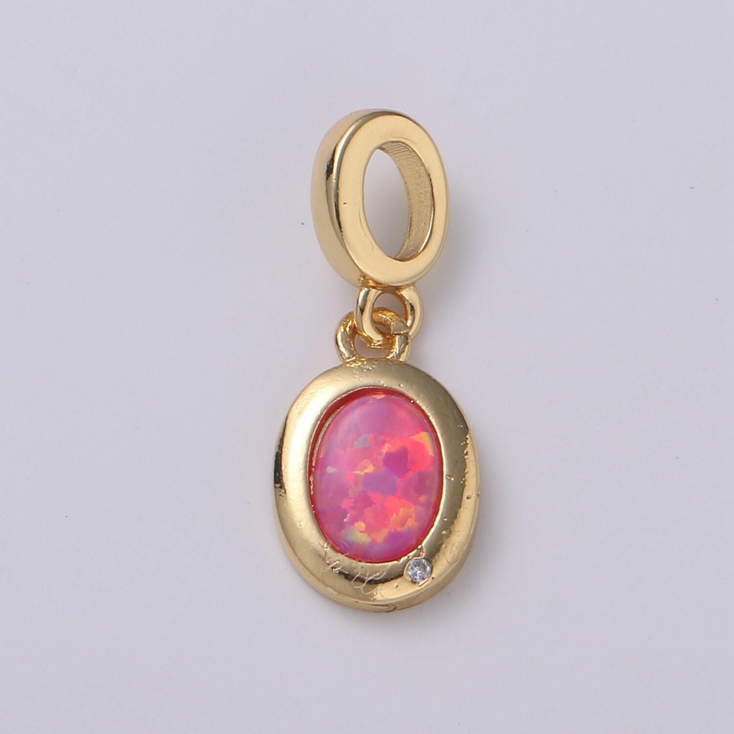 Dainty solitaire pendant 14k gold filled oval pendant for necklace opal charm birthstone cz geometric bezel charm h-389 h-390 h-392 h-397