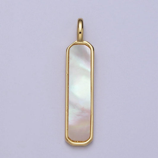 Dainty gold white pearl bar charms rectangular tag geometric charm jewelry for minimalist necklace bracelet earring supply h-385