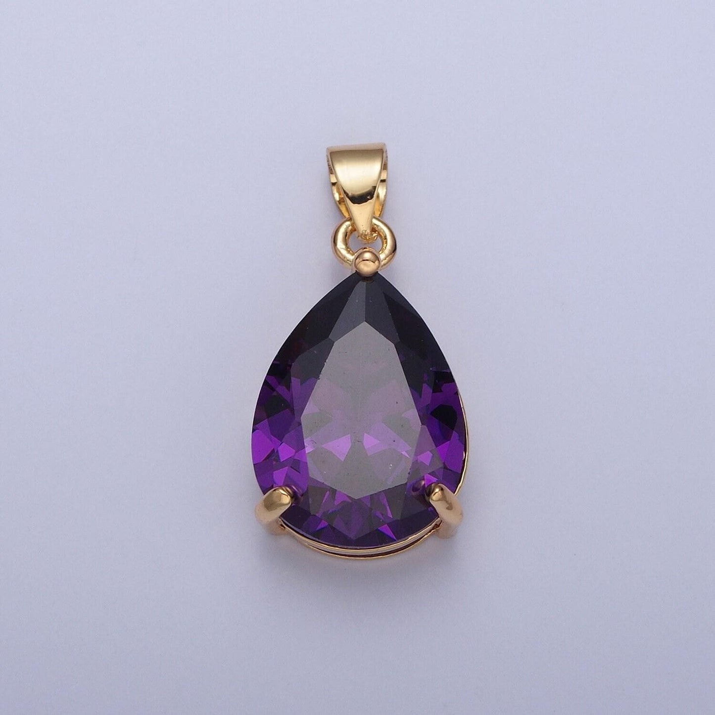 24k gold filled round gemstones teardrop cubic zirconia cz pendant charm for jewelry necklace making