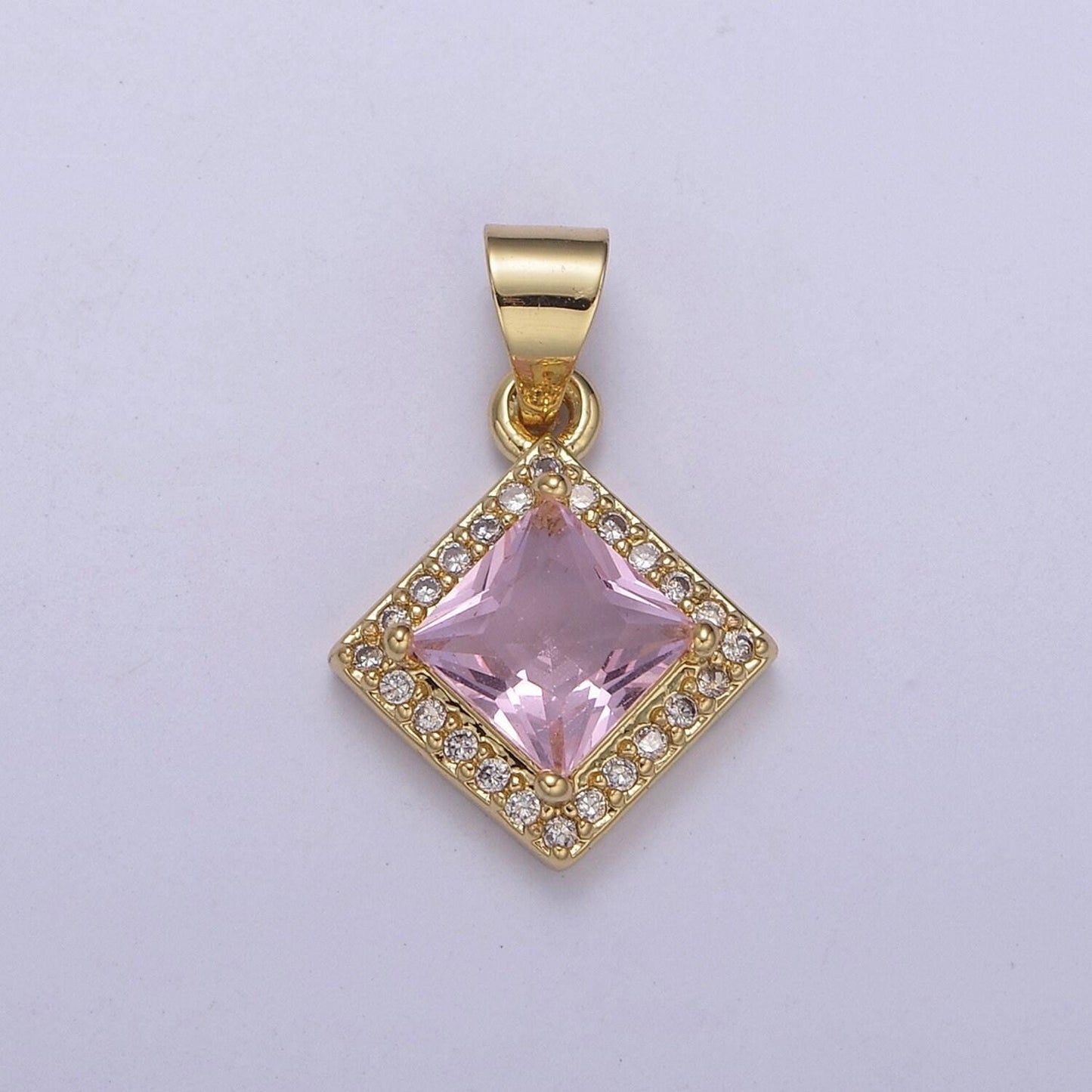 Rhombus geometric shape zircon connector charm, square gemstone pendant charm wholesale h-354