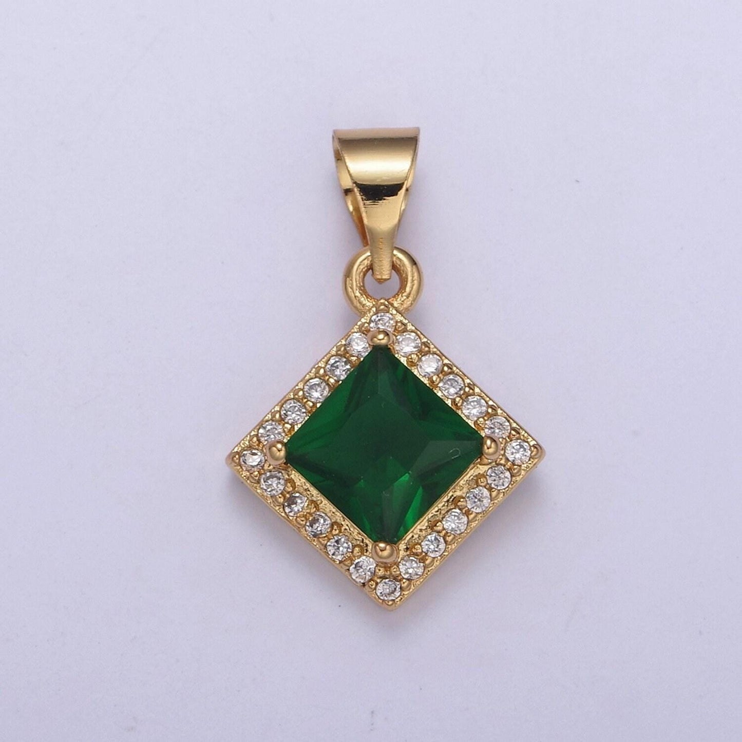 Rhombus geometric shape zircon connector charm, square gemstone pendant charm wholesale h-354