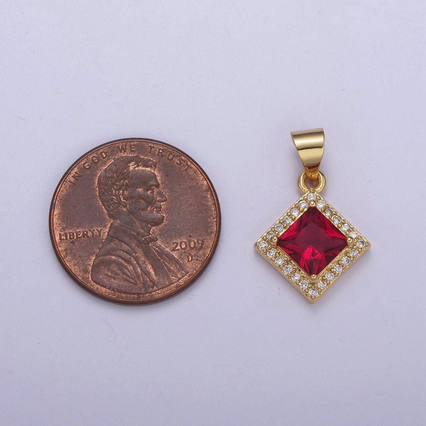 Rhombus geometric shape zircon connector charm, square gemstone pendant charm wholesale h-354