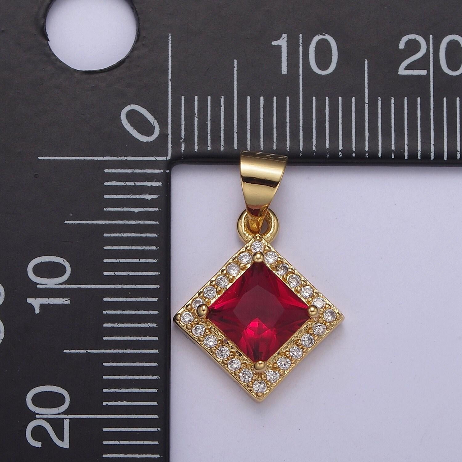 Rhombus geometric shape zircon connector charm, square gemstone pendant charm wholesale h-354