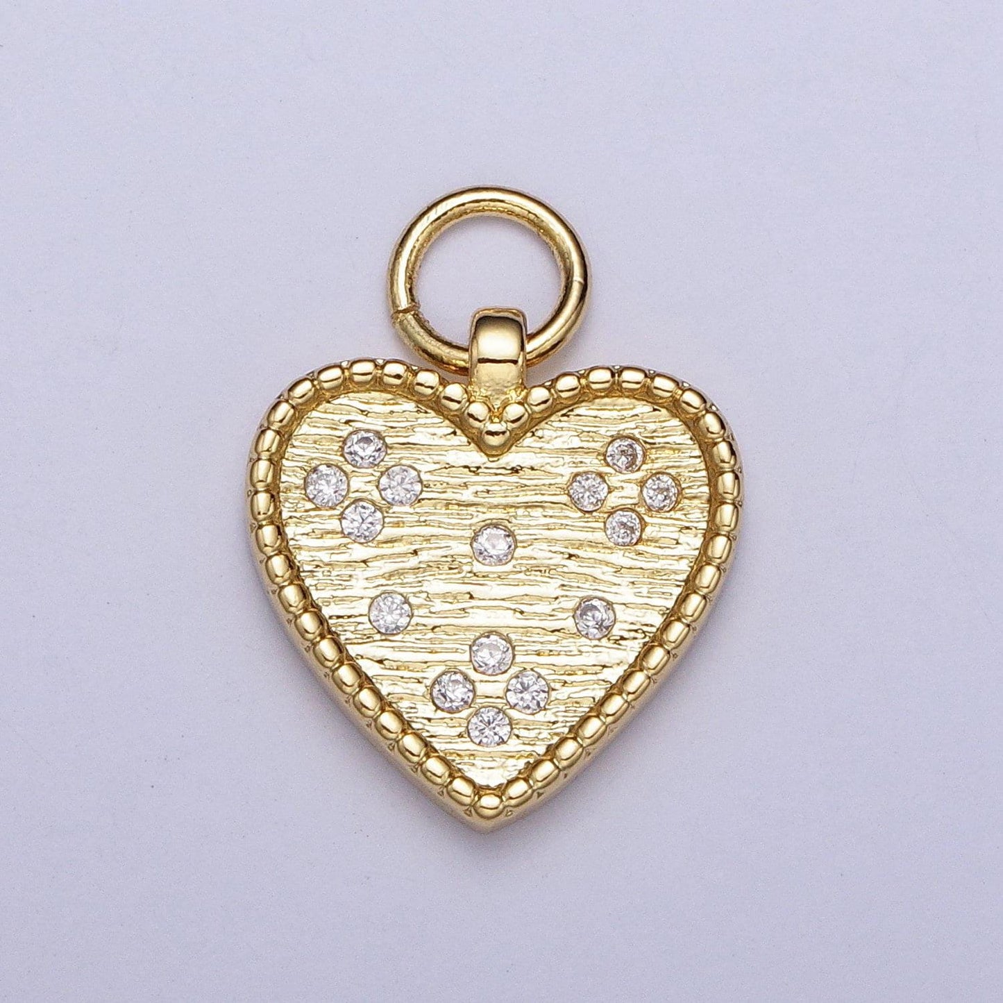 Dainty gold heart charm dainty heart cz charm jewelry supplies. handcrafted supplies h339