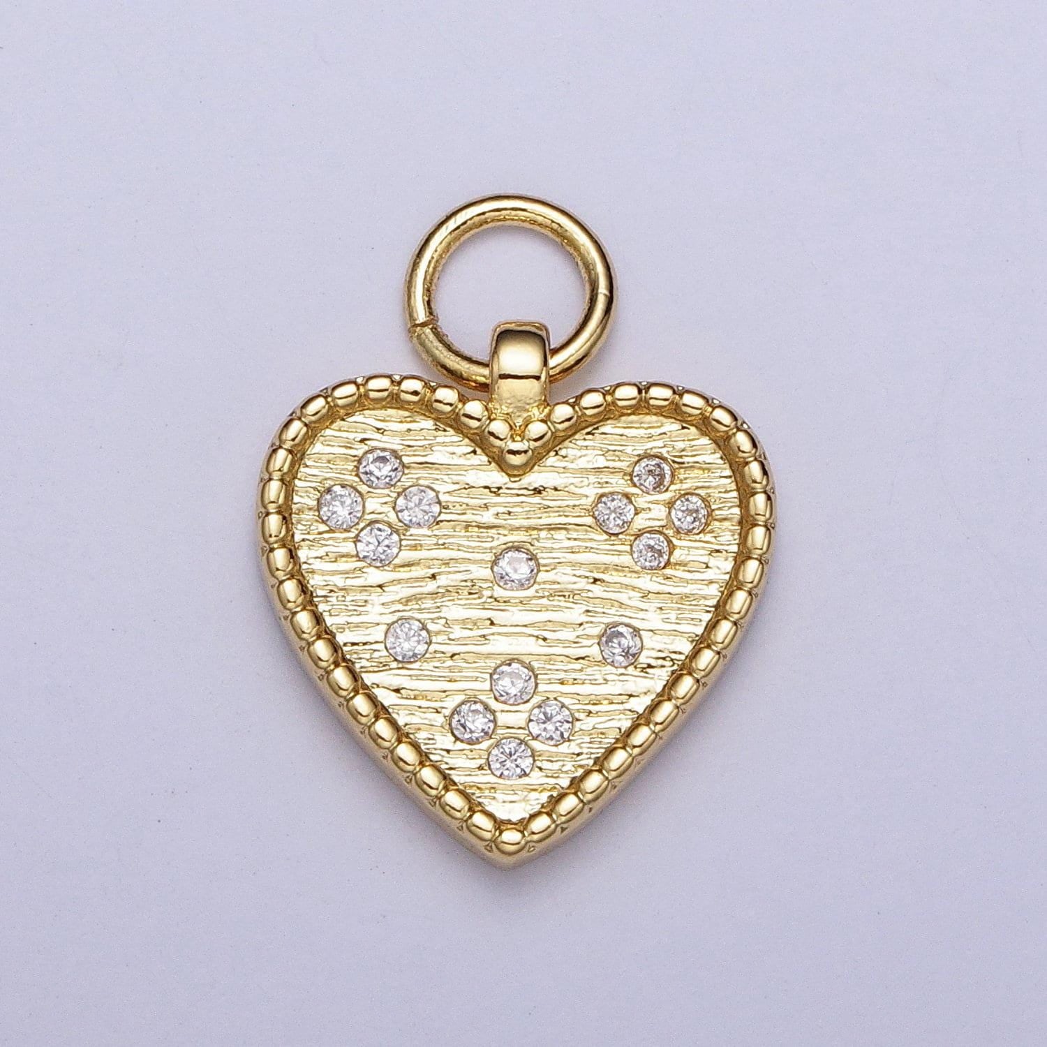 Dainty gold heart charm dainty heart cz charm jewelry supplies. handcrafted supplies h339