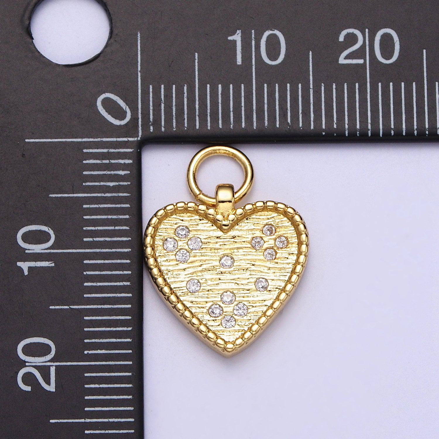 Dainty gold heart charm dainty heart cz charm jewelry supplies. handcrafted supplies h339
