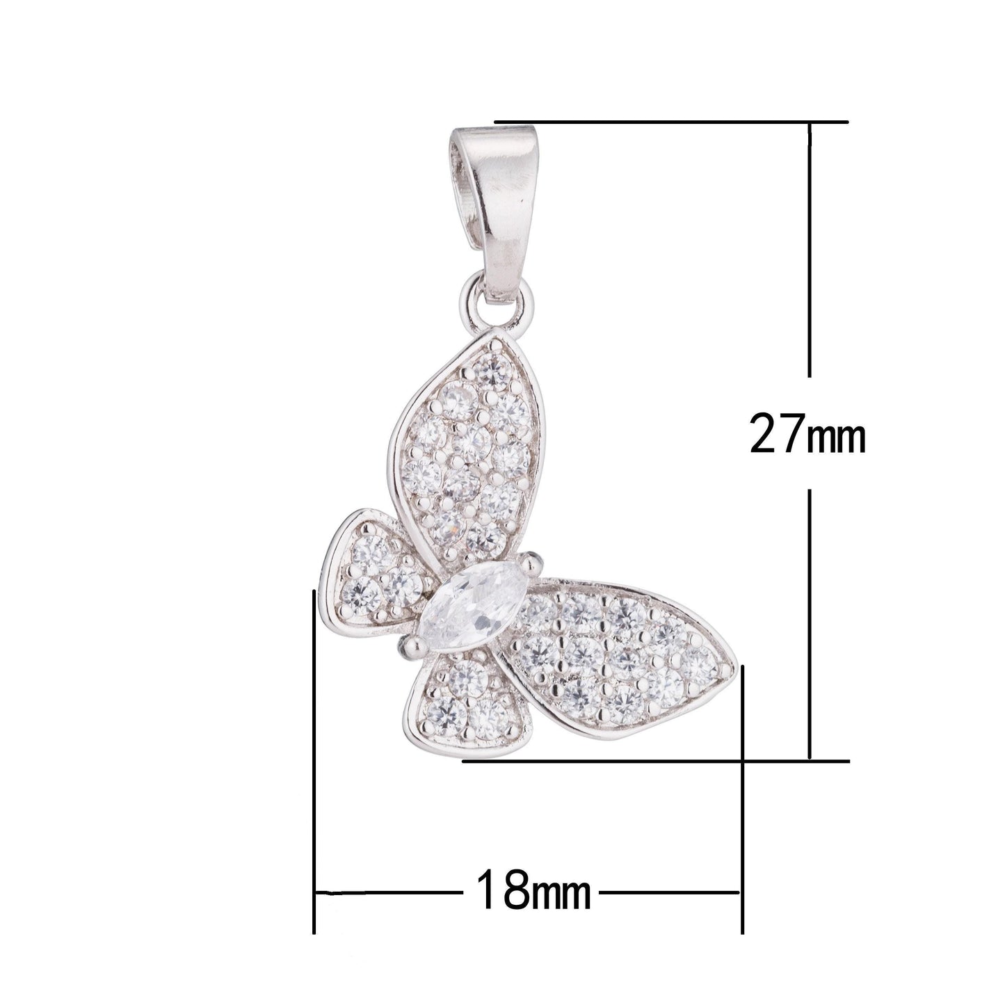 Gold fill cute monarch butterfly insect spring animal lover cubic zirconia necklace pendant charm bead bails findings for jewelry making