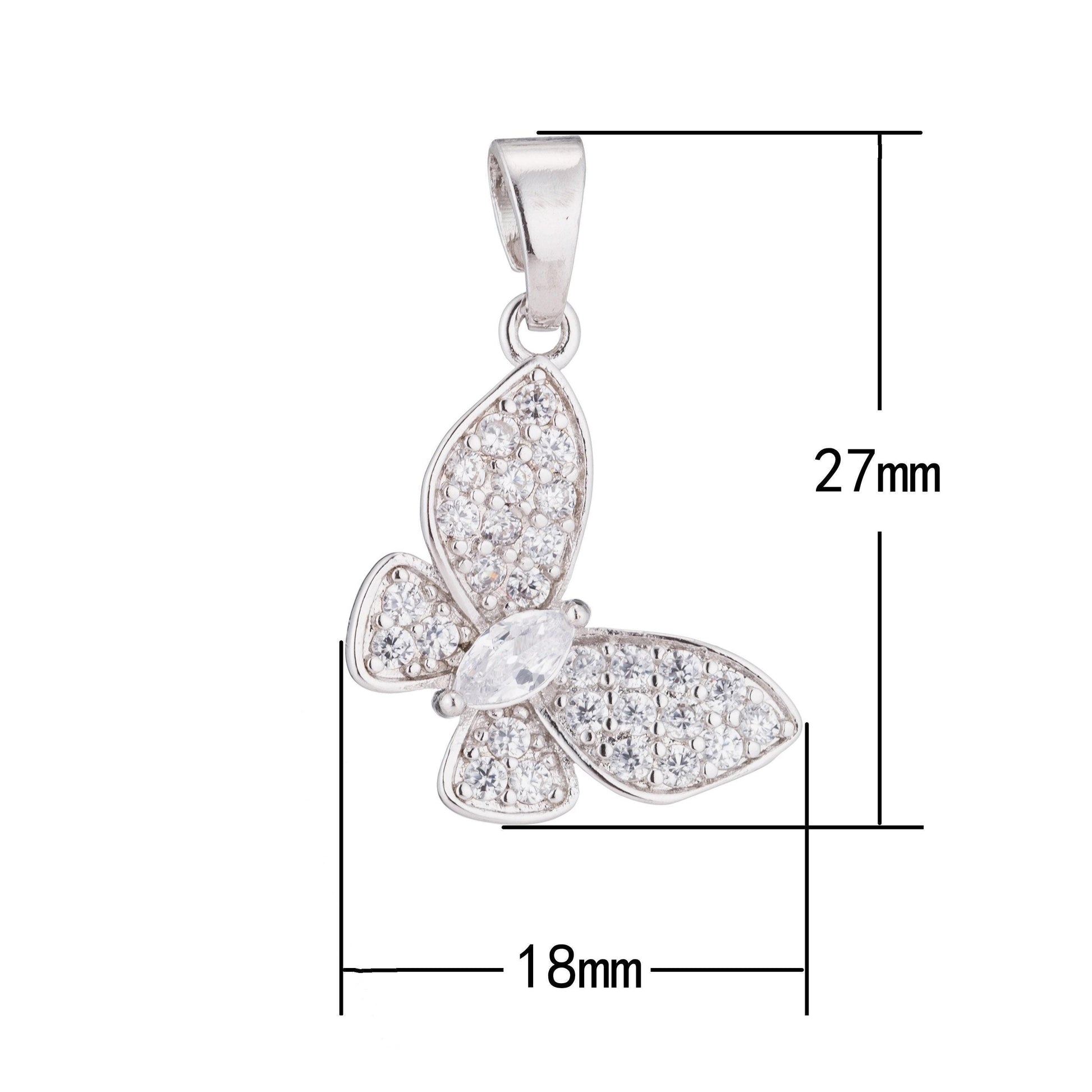 Gold fill cute monarch butterfly insect spring animal lover cubic zirconia necklace pendant charm bead bails findings for jewelry making