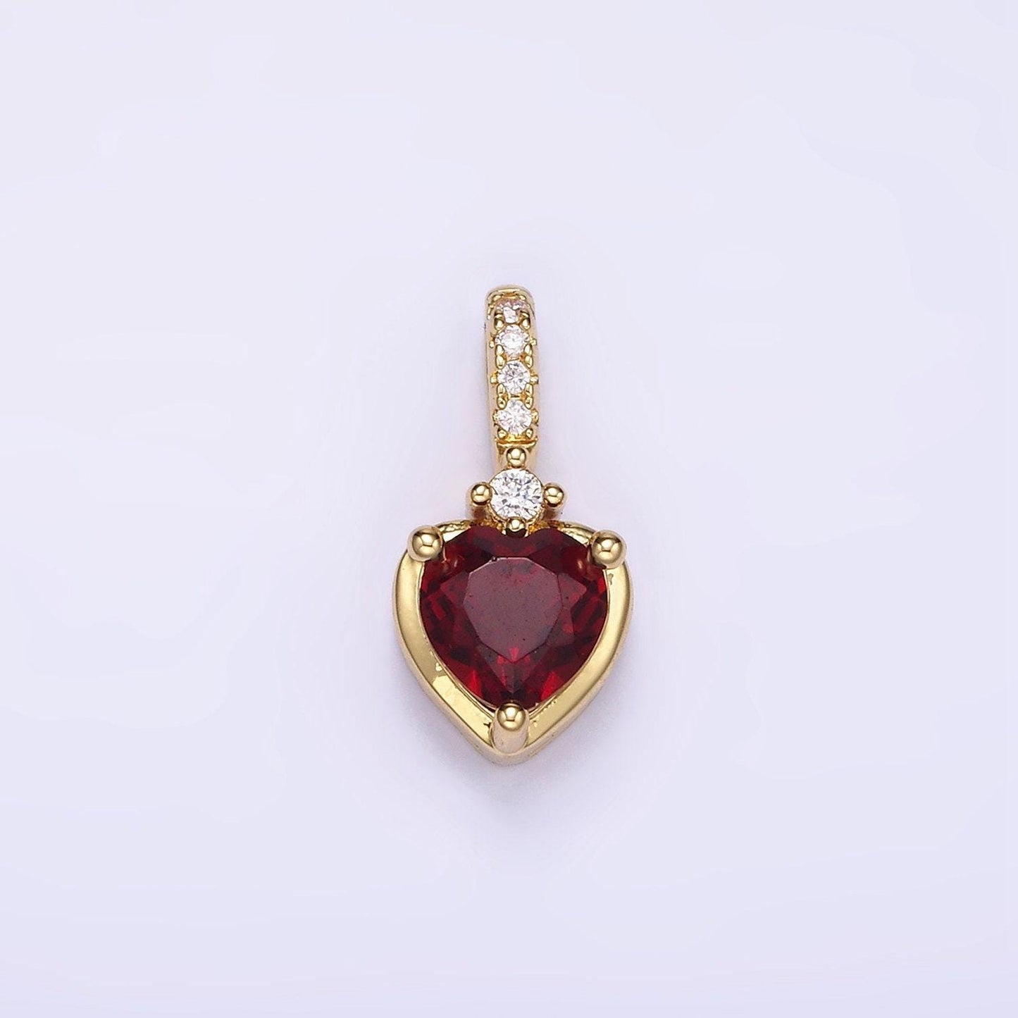 24k gold fille red heart pendant charm love cz charm for diy jewelry h329