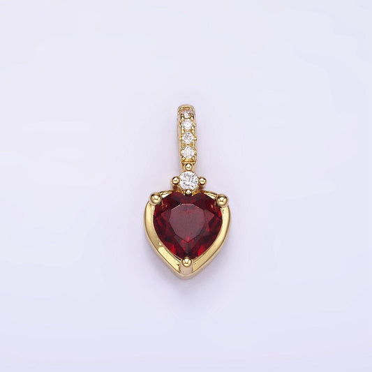 24k gold fille red heart pendant charm love cz charm for diy jewelry h329