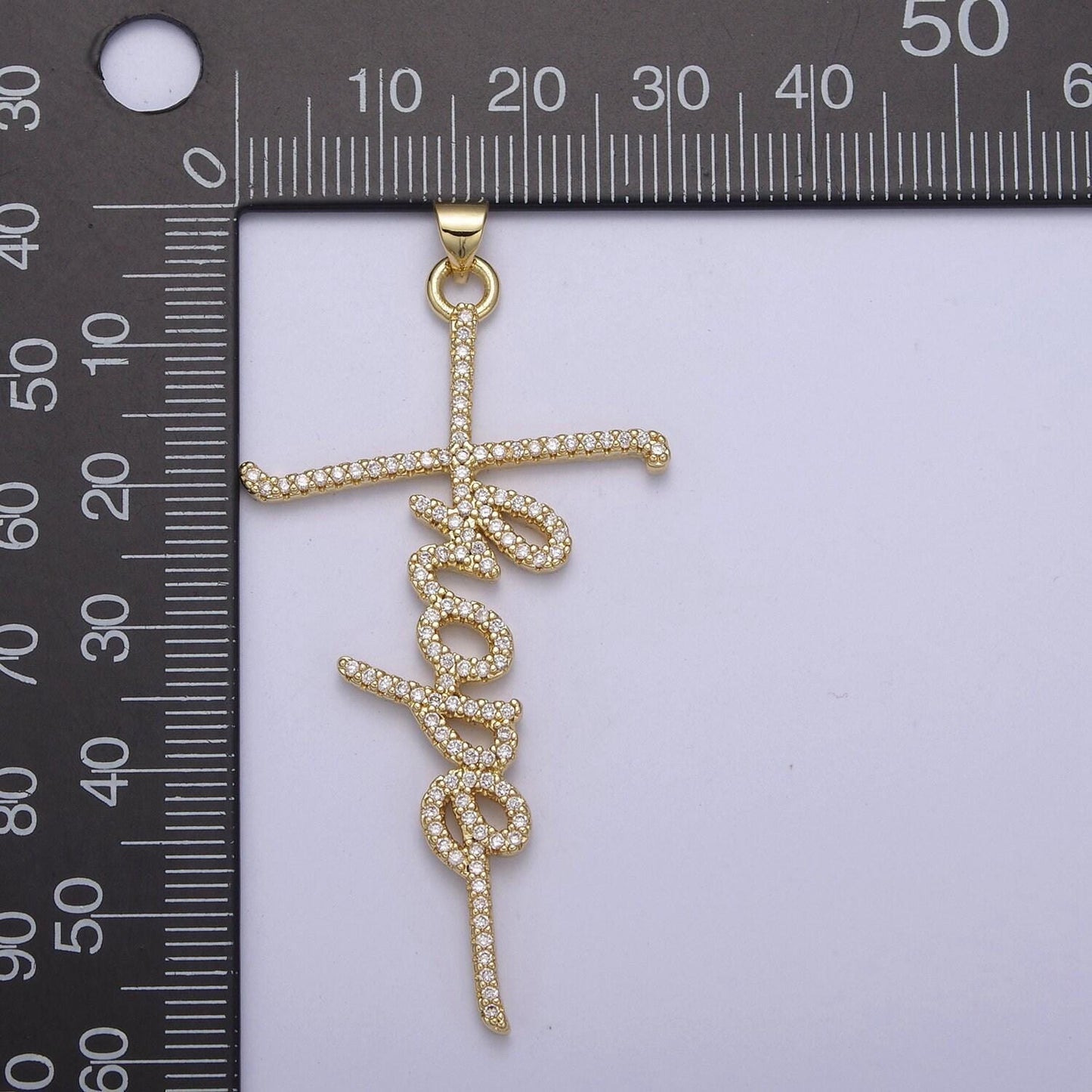 Cubic gold cross hope word pendant for religious jewelry h-314