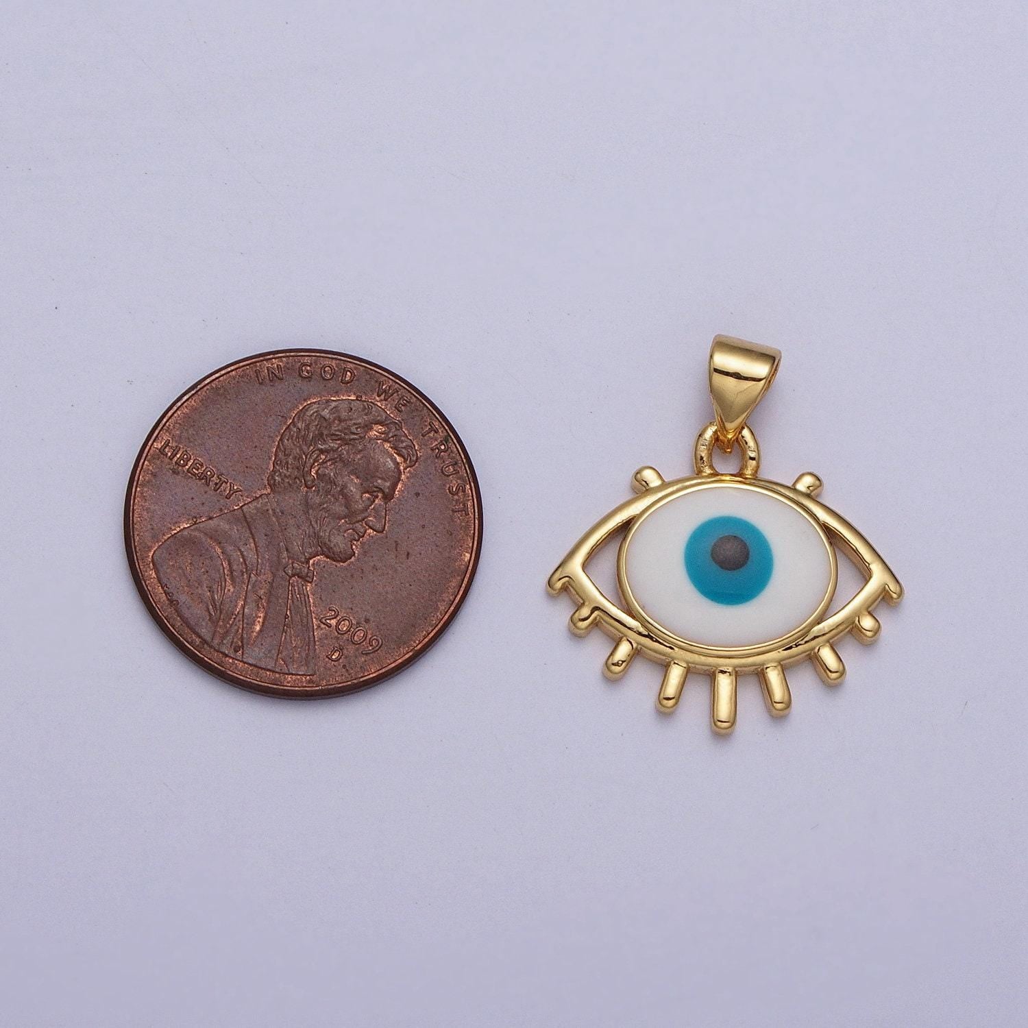 Gold evil eye pendant necklace eye of ra charm protection jewelry lucky necklace h300