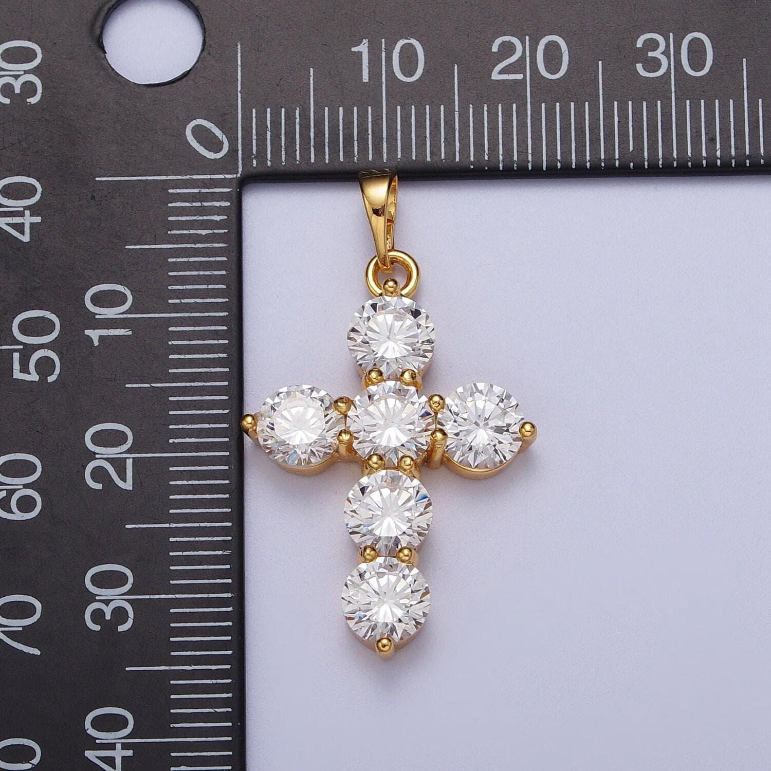 Dainty cubic cross charm micro pave cross charm for bracelet necklace pendant religious necklace 24k gold filled cross jewelry making h291