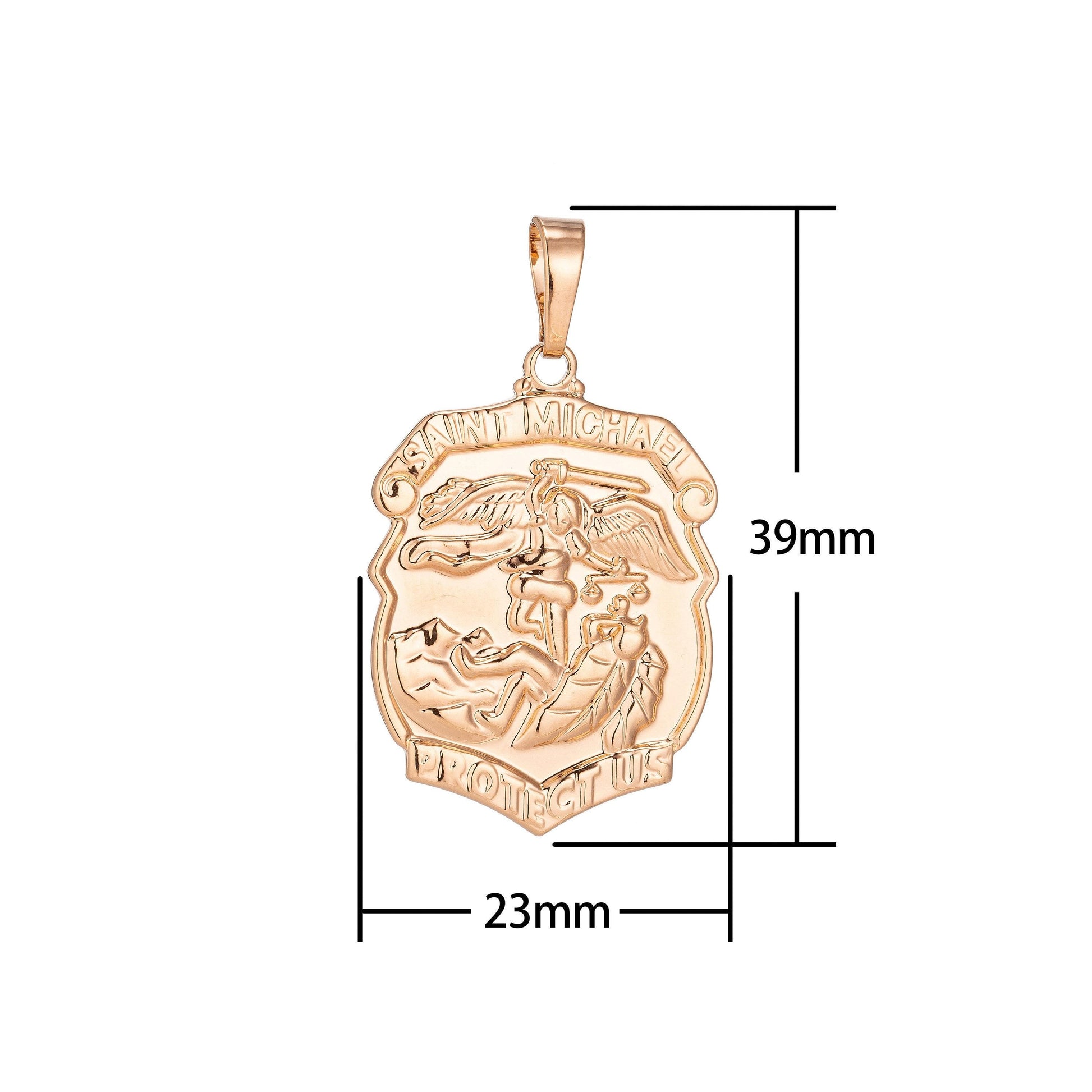 18k gold filled archangel saint michael medal pendant for protection protect us with prayer in the back for necklace jewelry making h-260