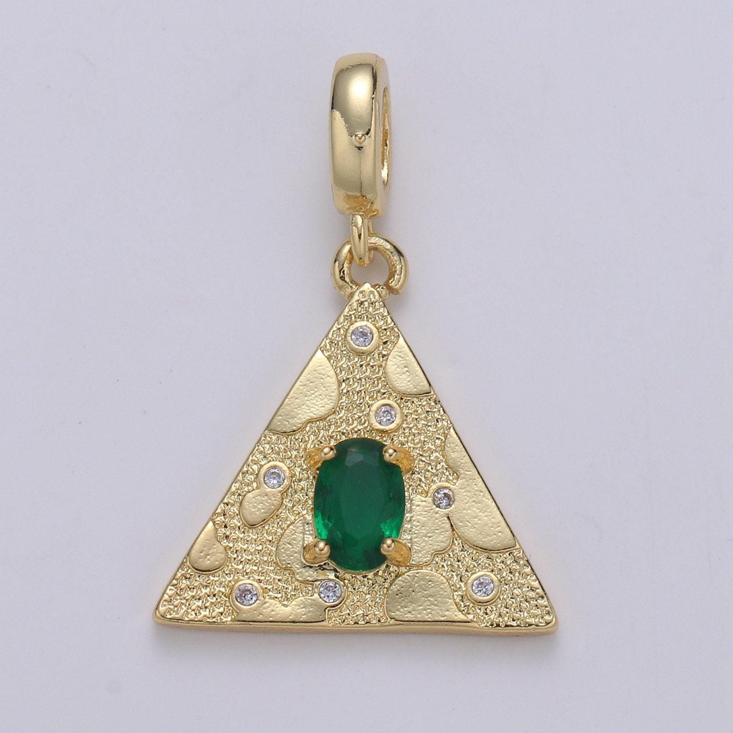 Emerald green gold filled triangle pendants h-255 h-258