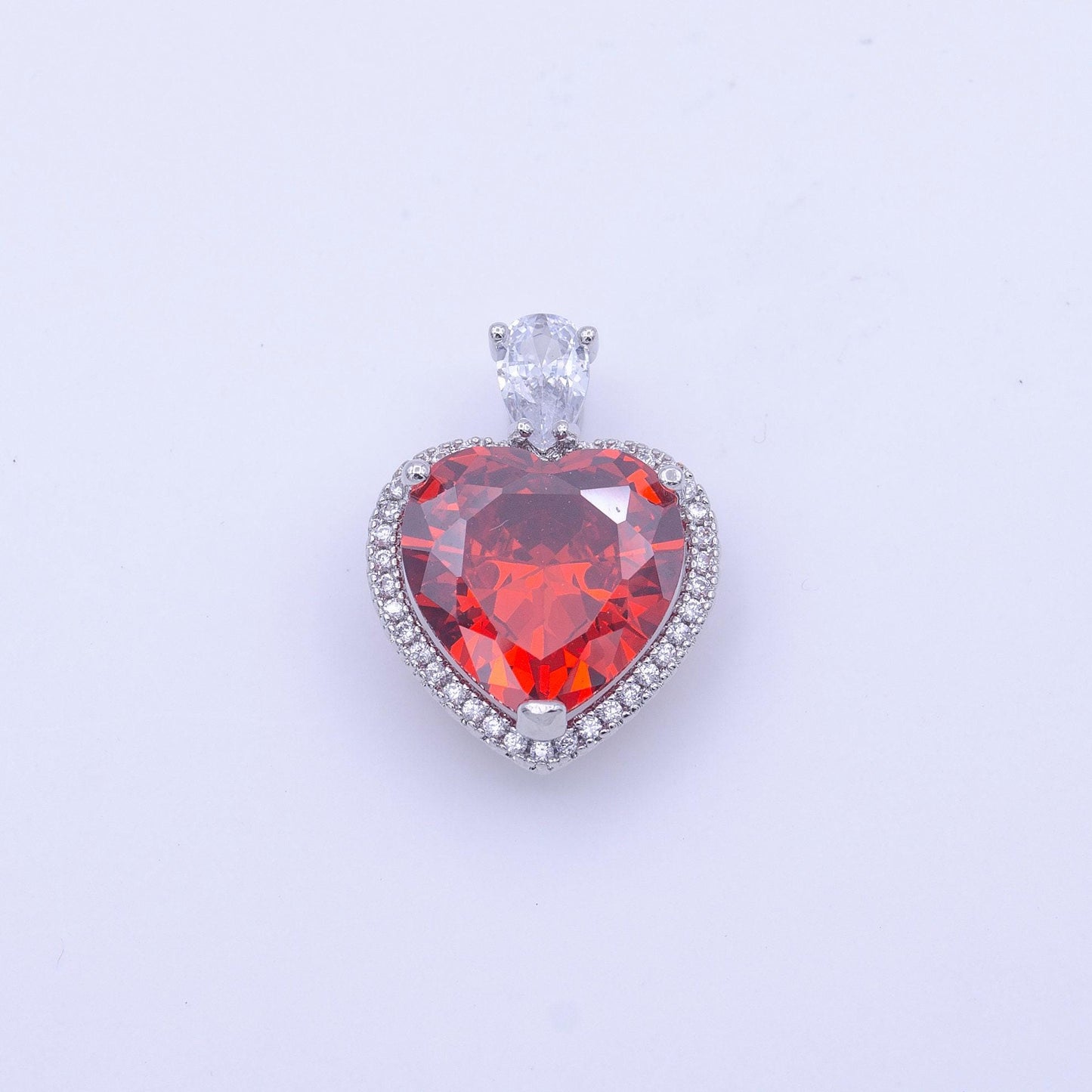 Silver micro pave heart cz pendant charm for jewelry necklace making h-231