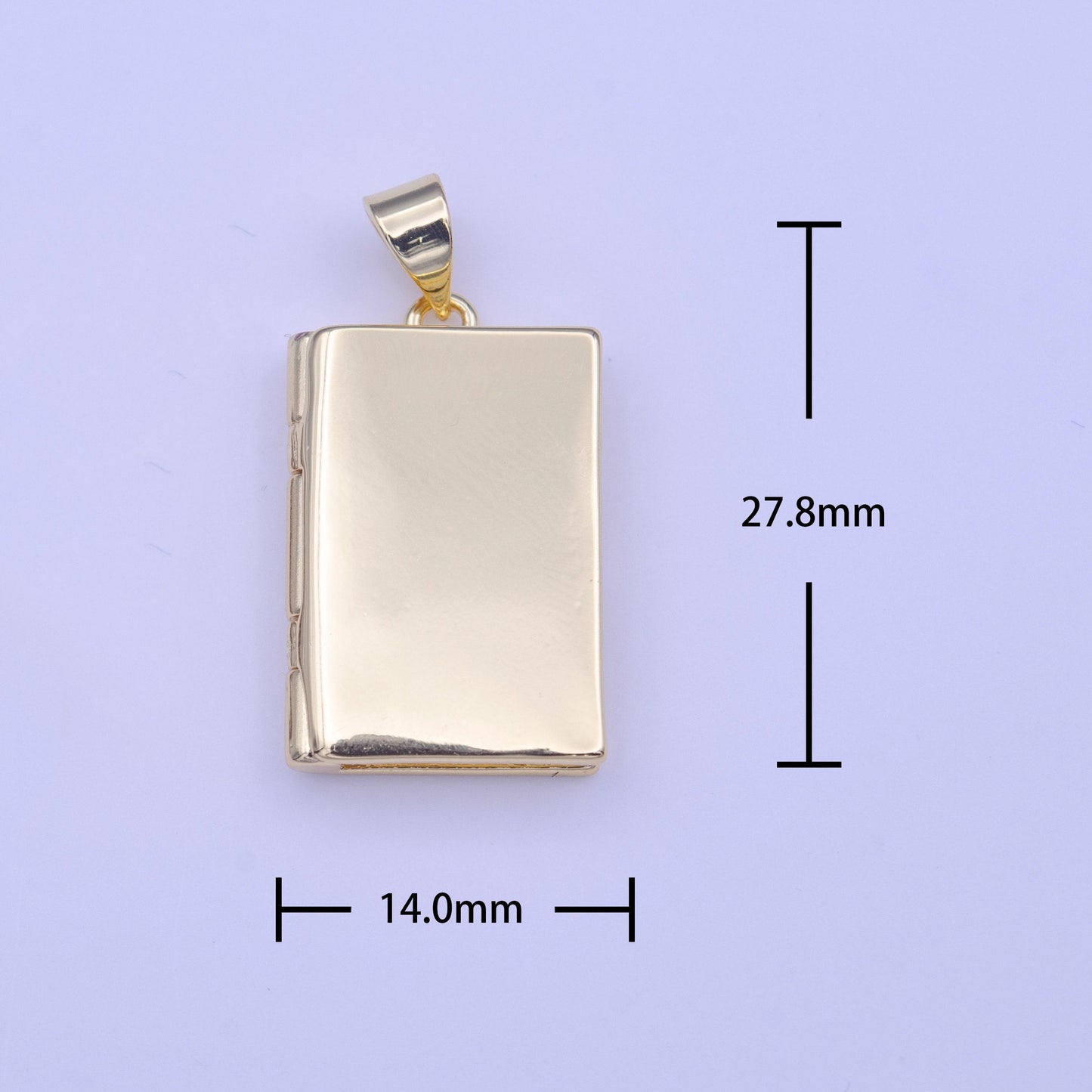 Plain rectangle gold locket necklace pendant personalized locket supply for jewelry making charm small book locket charm h-219