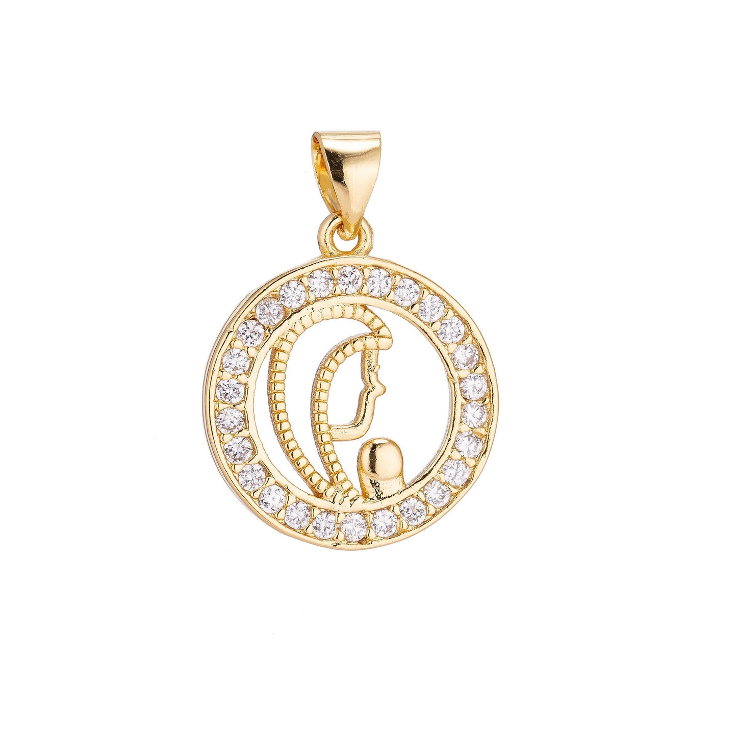 18k gold filled praying lady minimalist simple cross cubic zirconia necklace pendant bracelet earring charm bails for jewelry making h-210