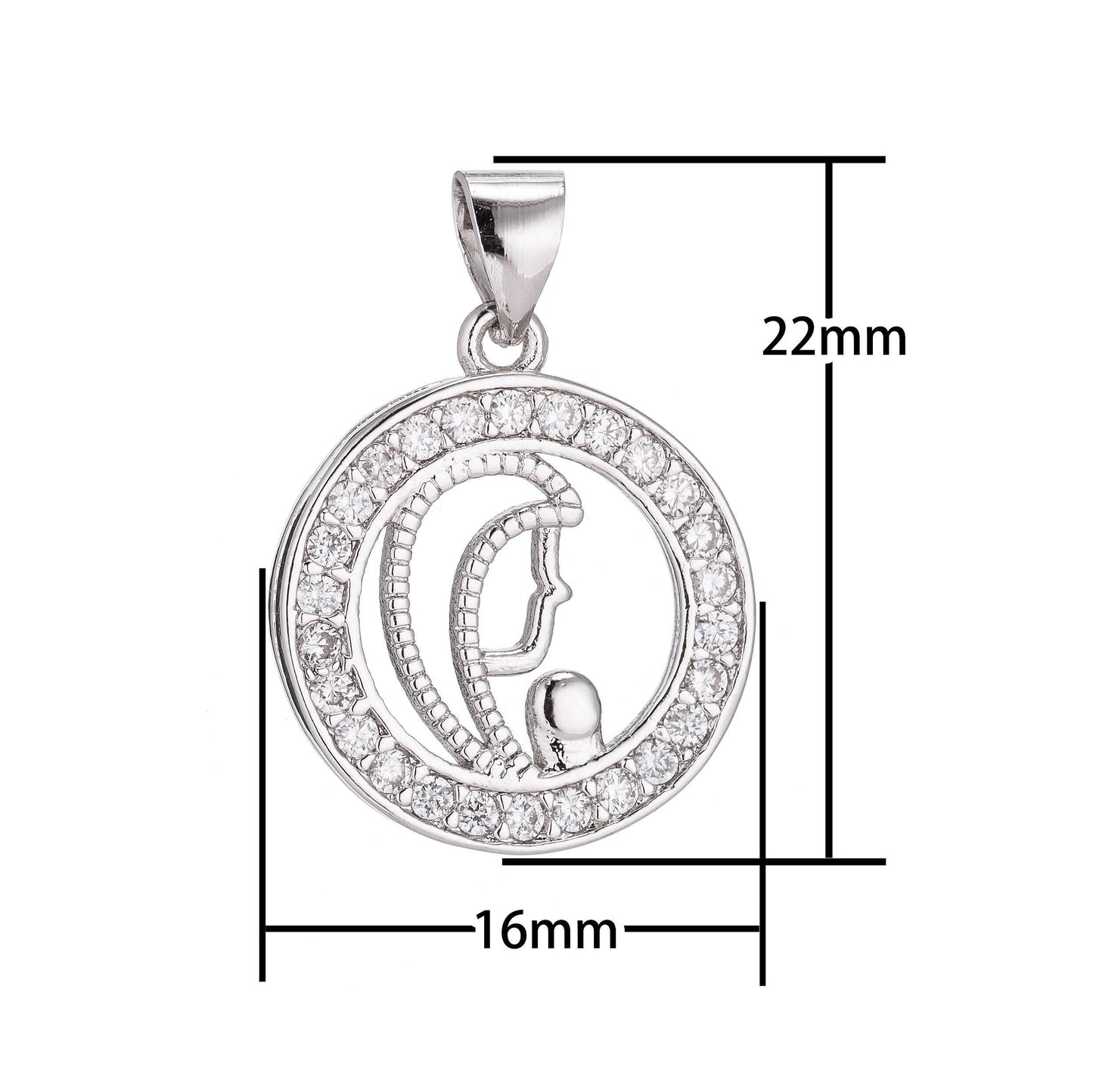 18k gold filled praying lady minimalist simple cross cubic zirconia necklace pendant bracelet earring charm bails for jewelry making h-210