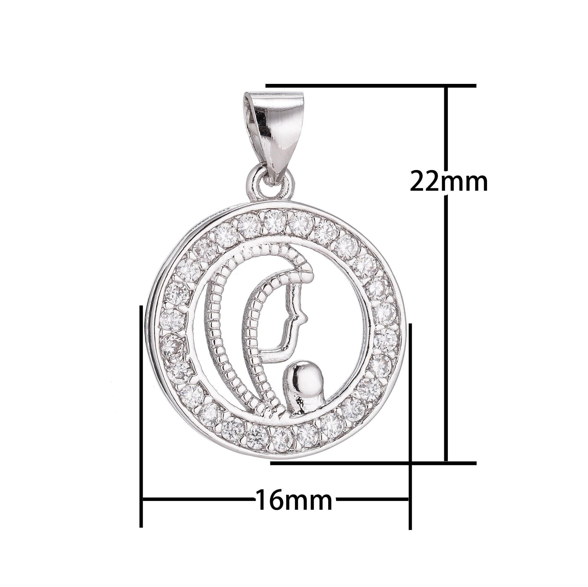 18k gold filled praying lady minimalist simple cross cubic zirconia necklace pendant bracelet earring charm bails for jewelry making h-210