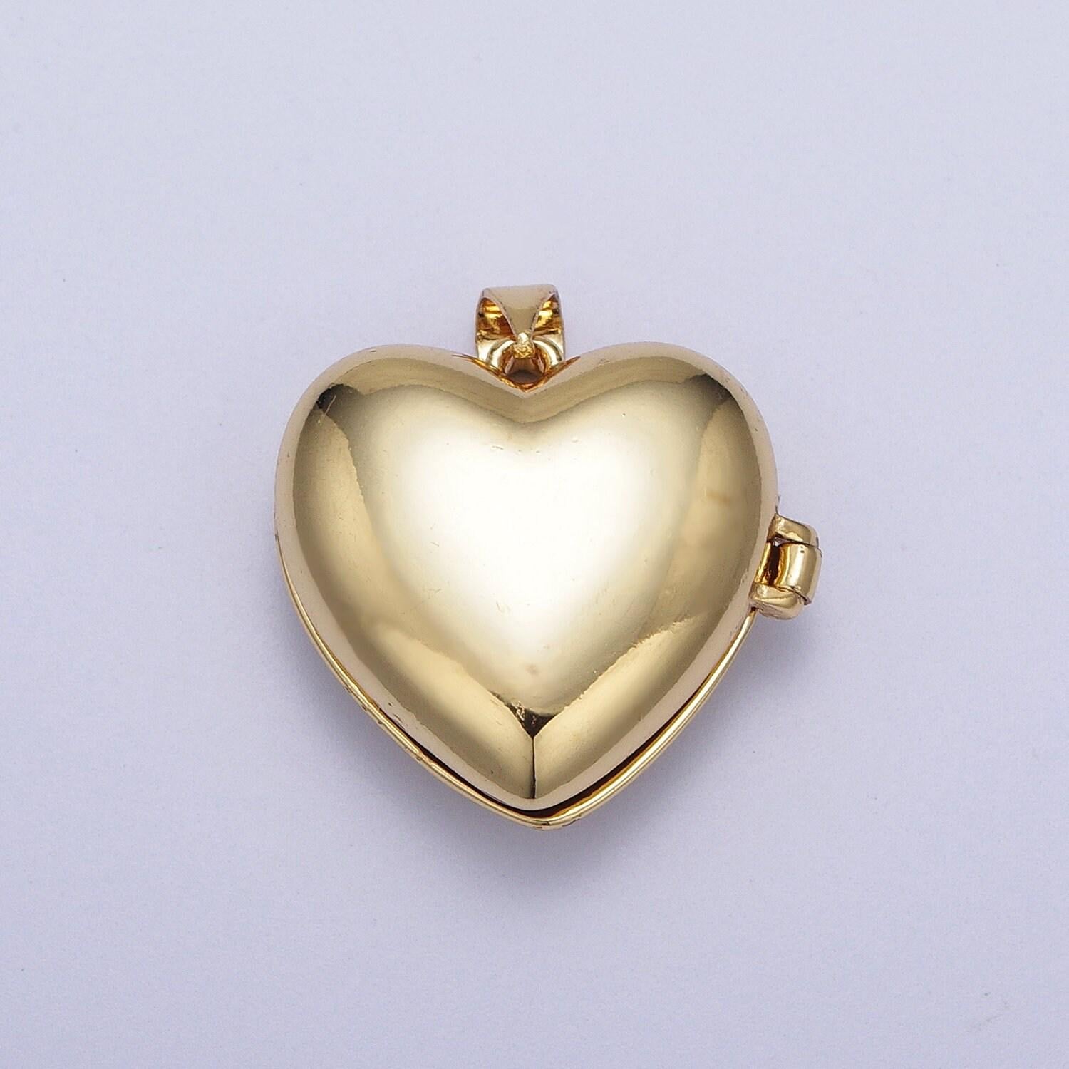 24k gold filled shell love heart locket charm necklace, abalone pink blue white green shell for personalized necklace pendant | h-151