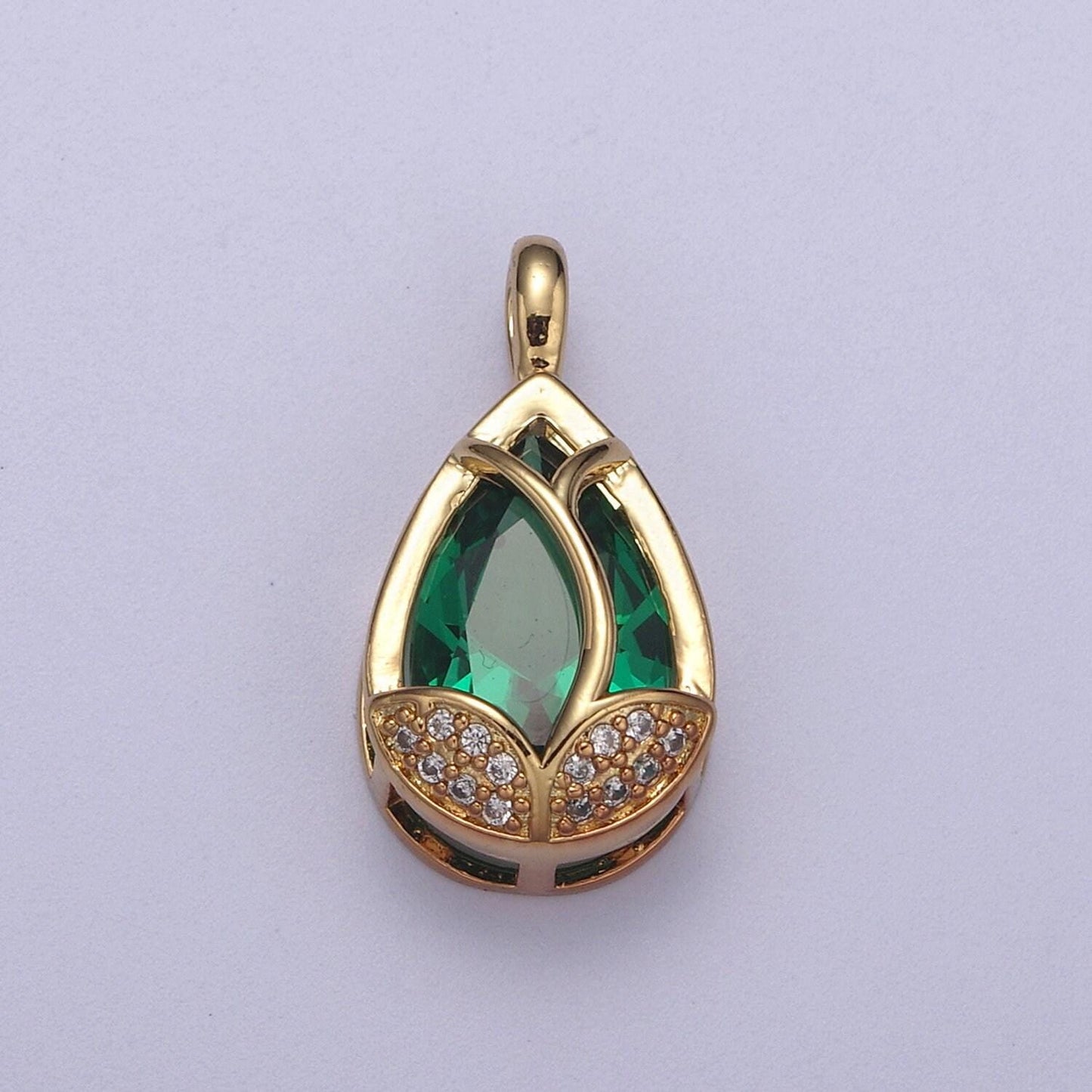 14k gold fill lotus petal charm, lotus pendant cubic zirconia dangle charm h-118 / h-119 / h-123 / h-124 / h-125