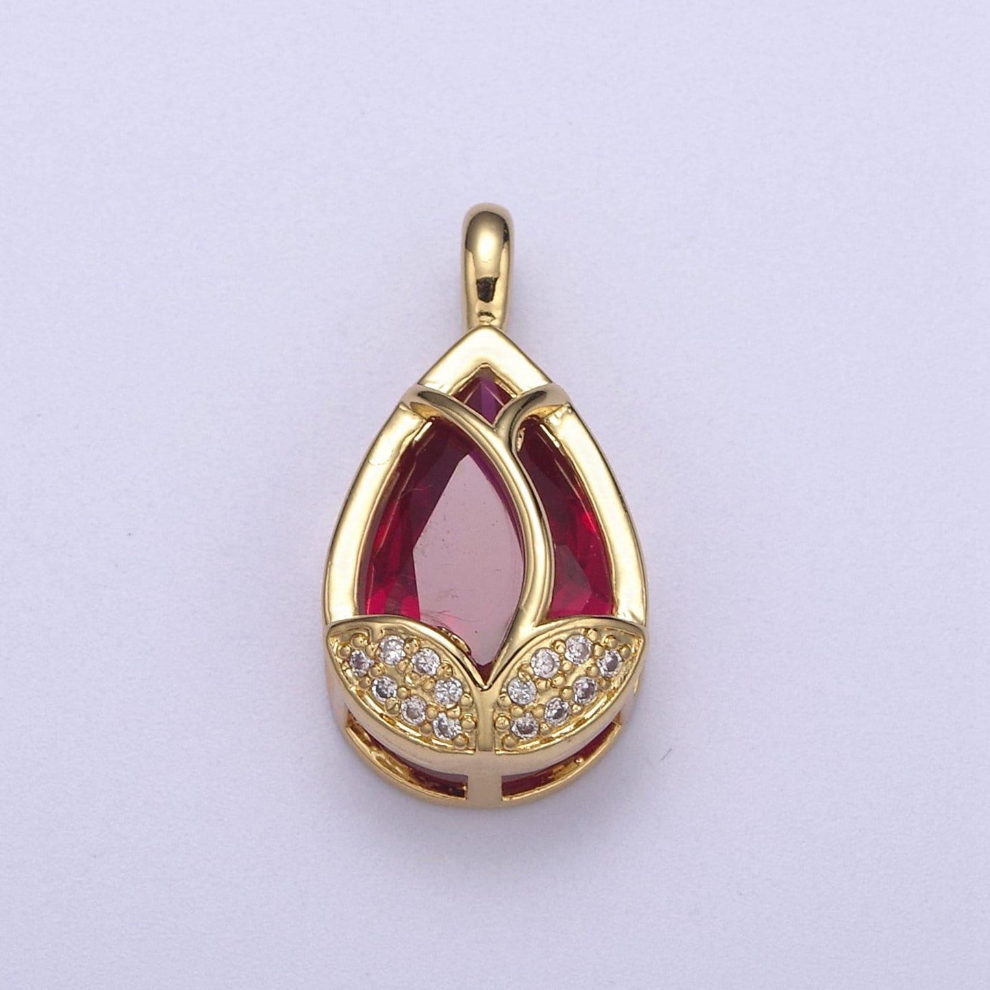 14k gold fill lotus petal charm, lotus pendant cubic zirconia dangle charm h-118 / h-119 / h-123 / h-124 / h-125
