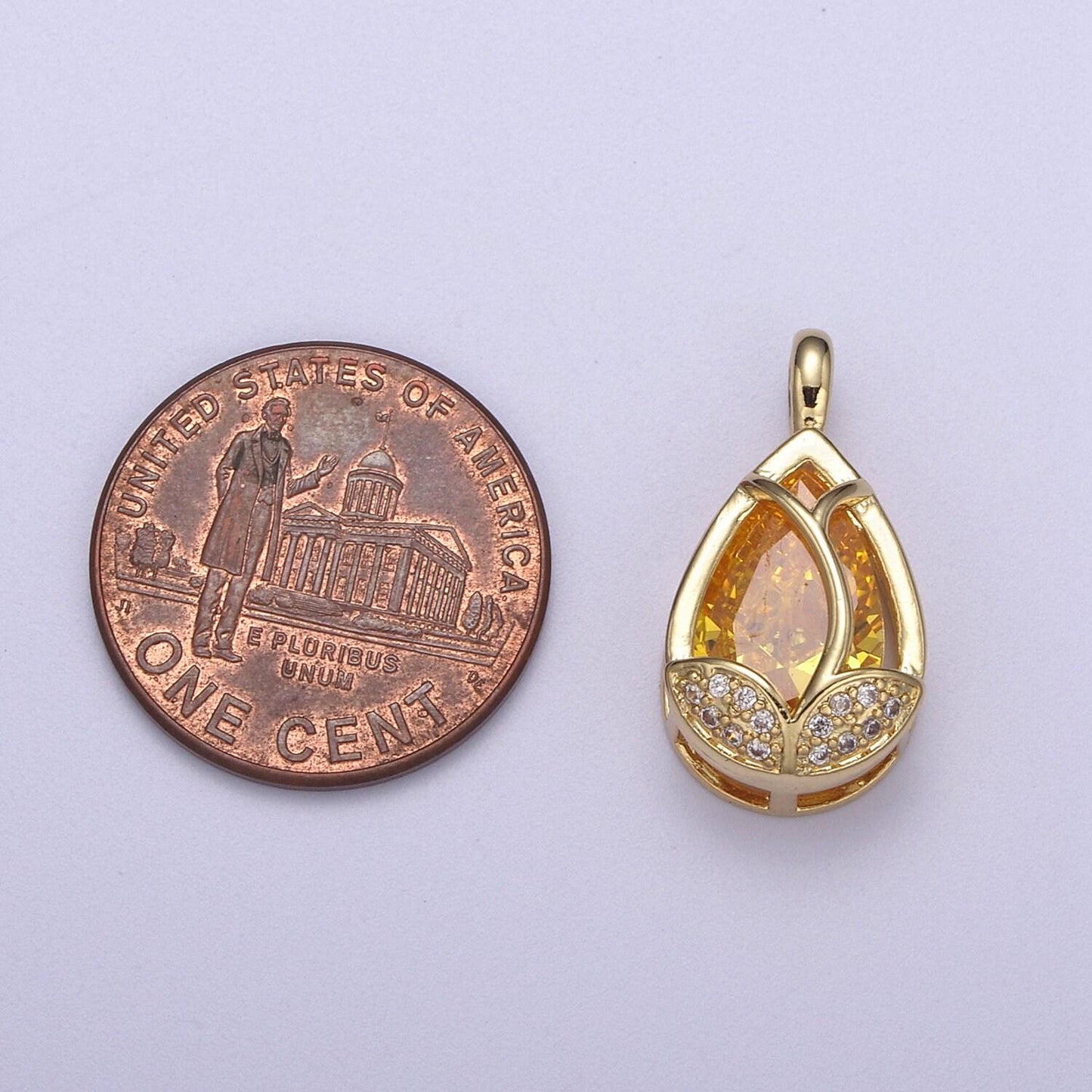 14k gold fill lotus petal charm, lotus pendant cubic zirconia dangle charm h-118 / h-119 / h-123 / h-124 / h-125