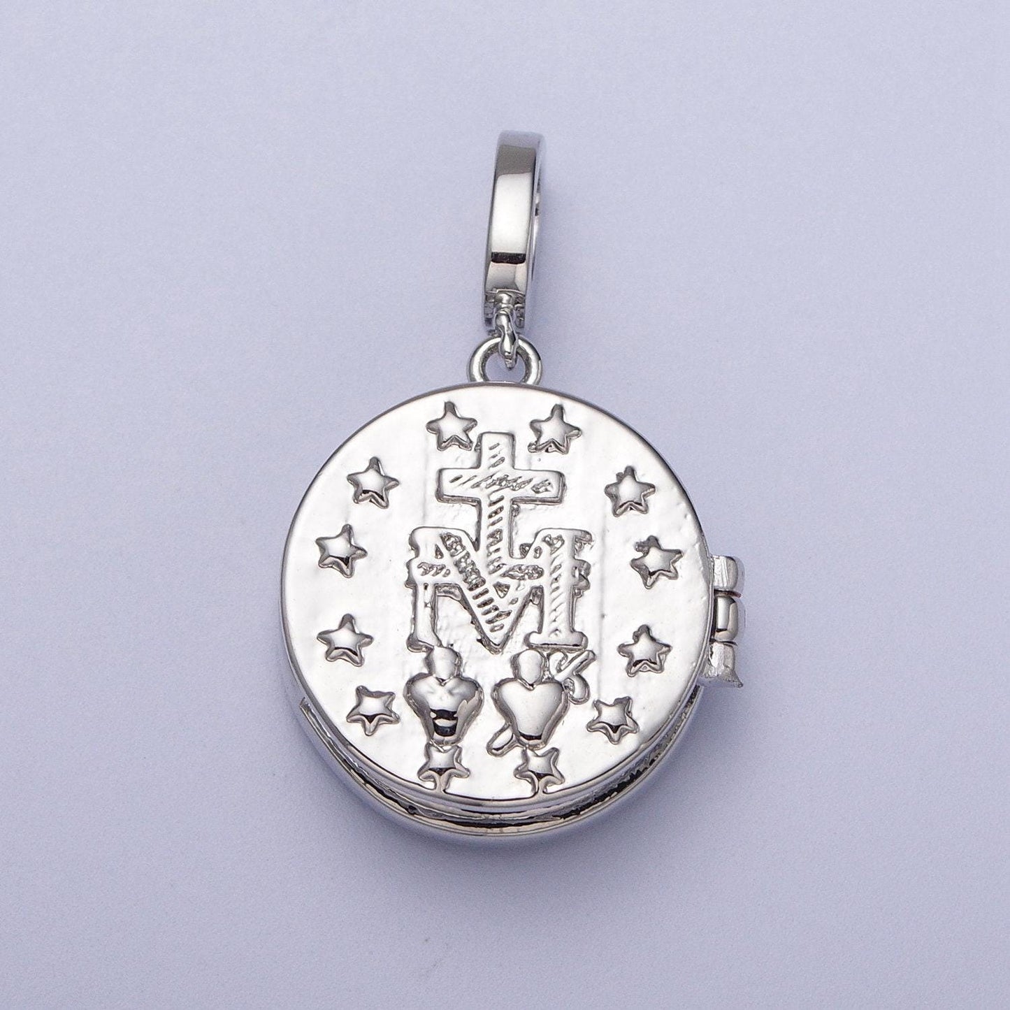 Silver virgin mary pendant marian cross black, green, pink, white, green shell opal round locket pendant | h044 h052 h060 h066 h073
