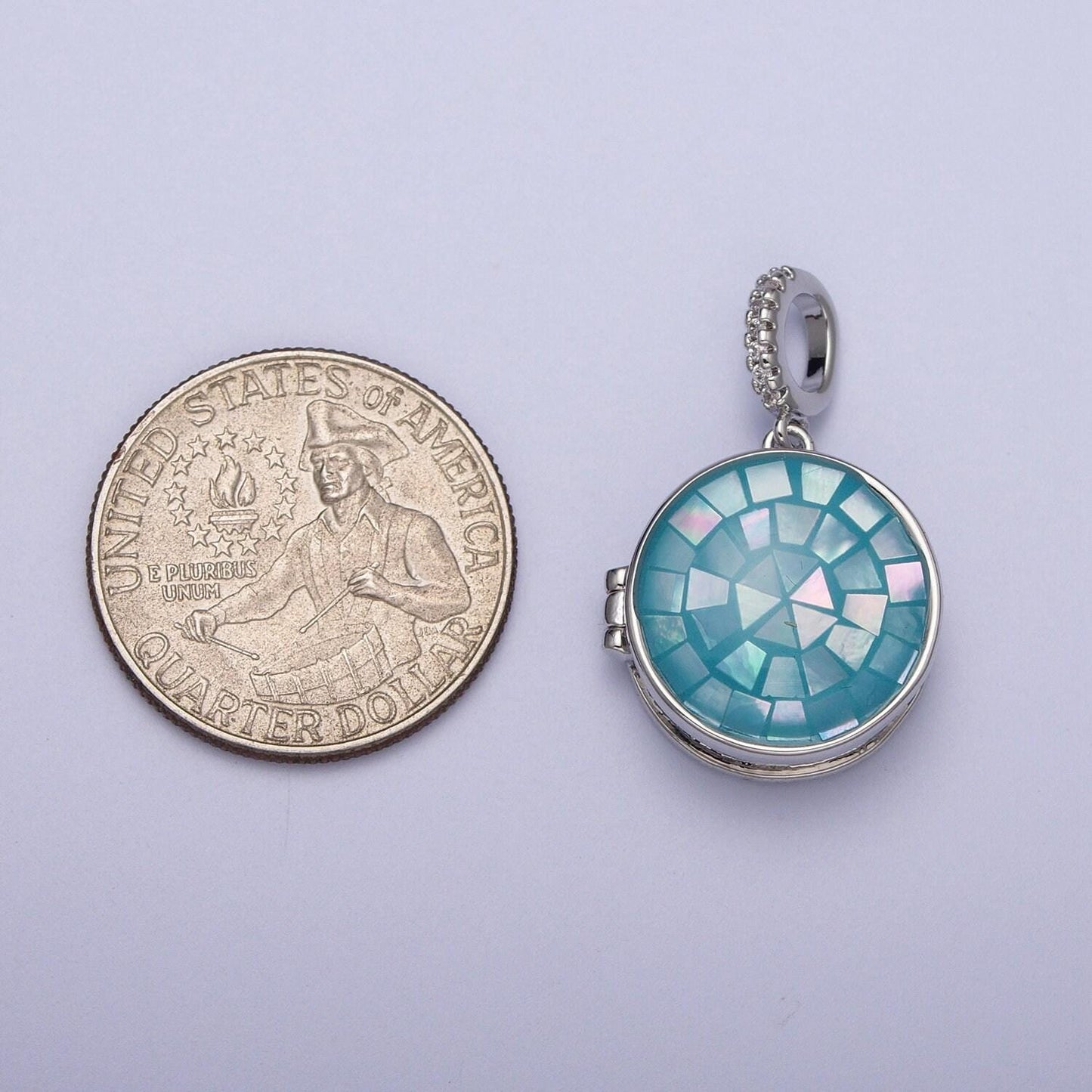 Silver virgin mary pendant marian cross black, green, pink, white, green shell opal round locket pendant | h044 h052 h060 h066 h073
