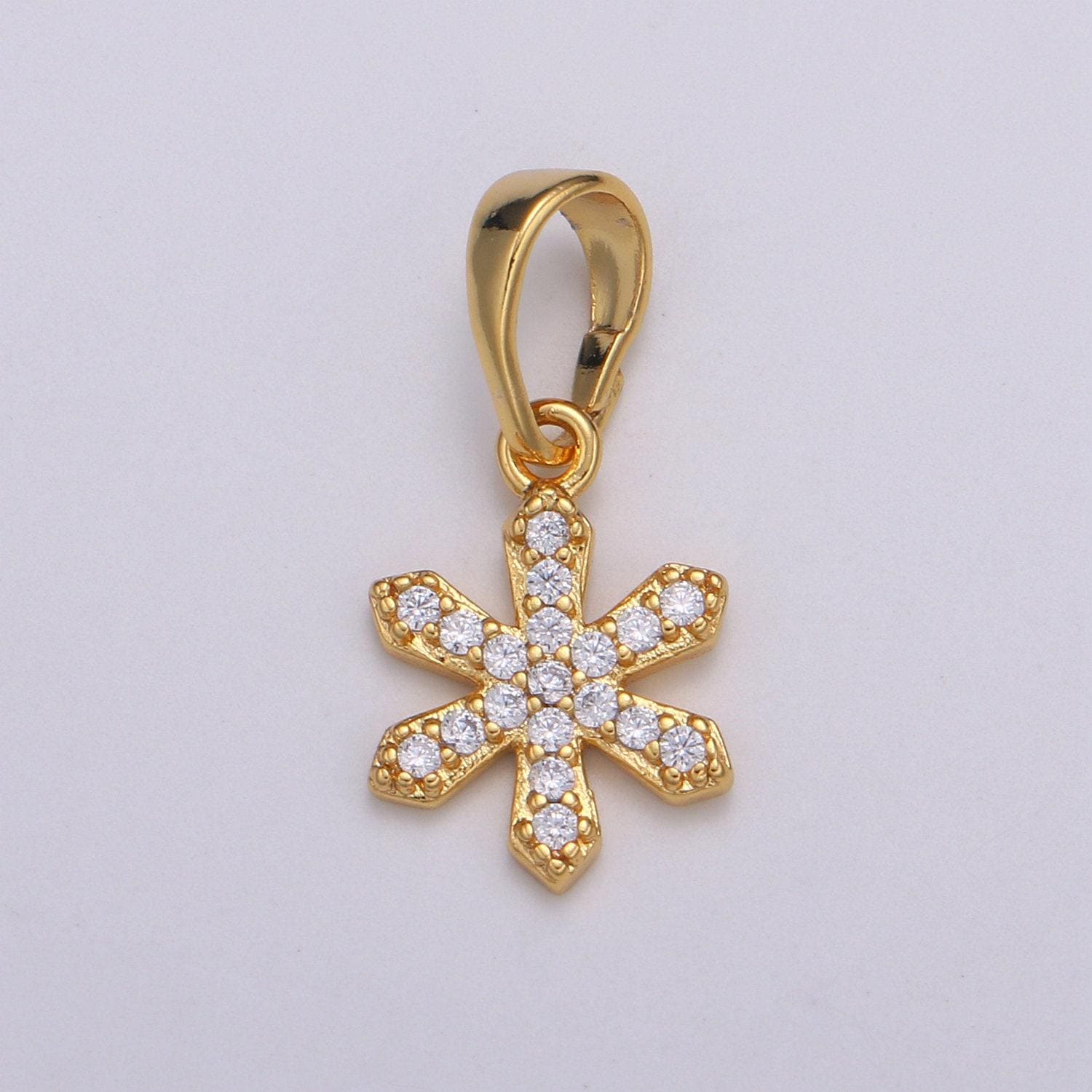 Dainty gold filled snowflakes pendants h-062