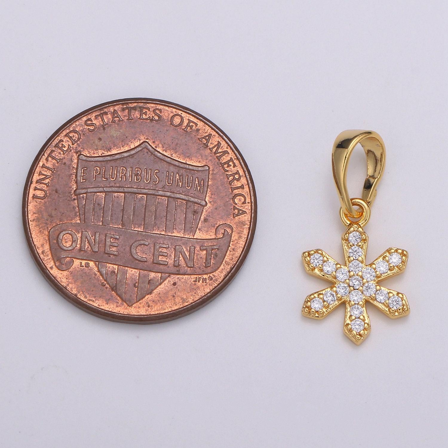 Dainty gold filled snowflakes pendants h-062
