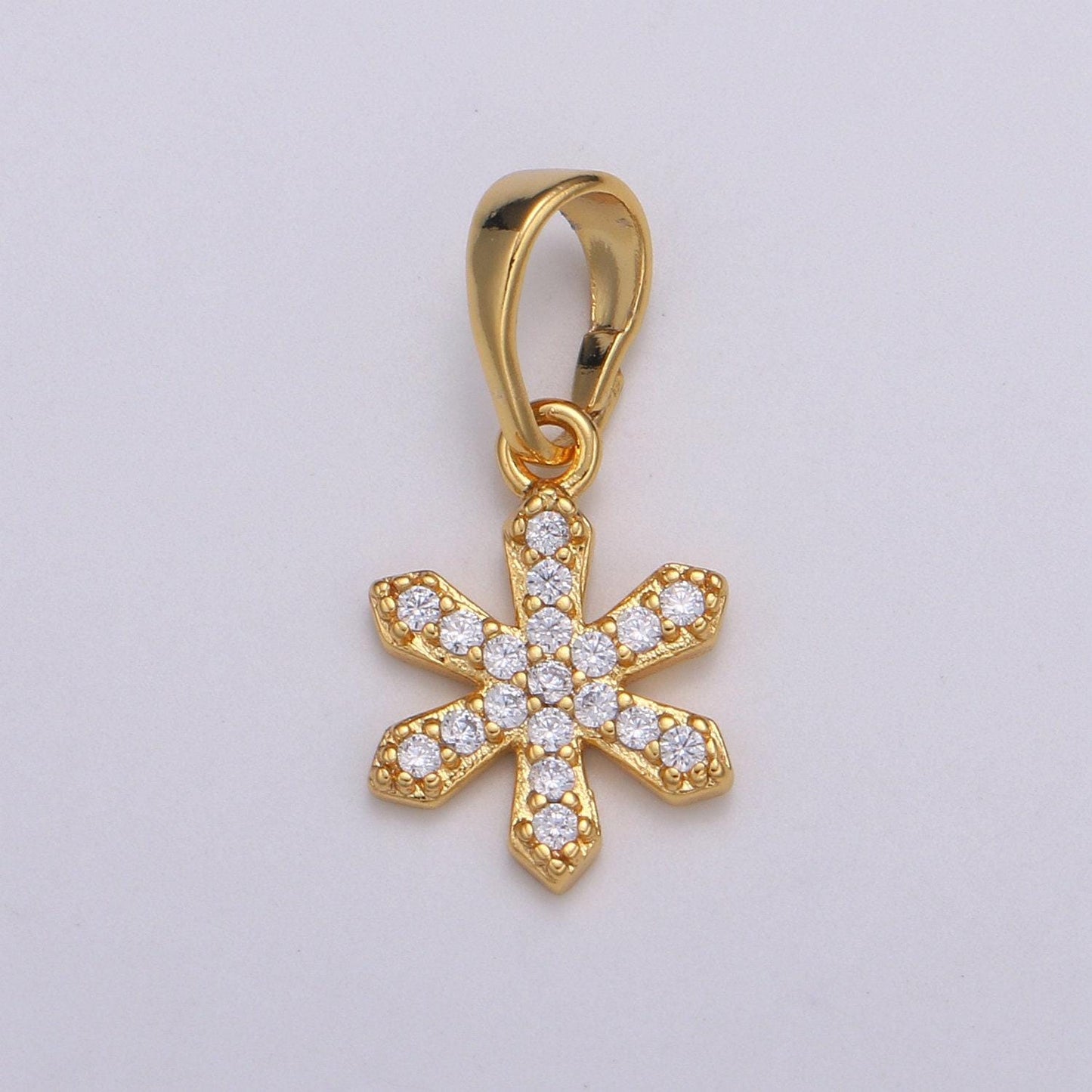 Gold jasmine,daisy charm 18x9mm - mini flower charm dainty sun flower charm snow flake for bracelet earring necklace supply,h062