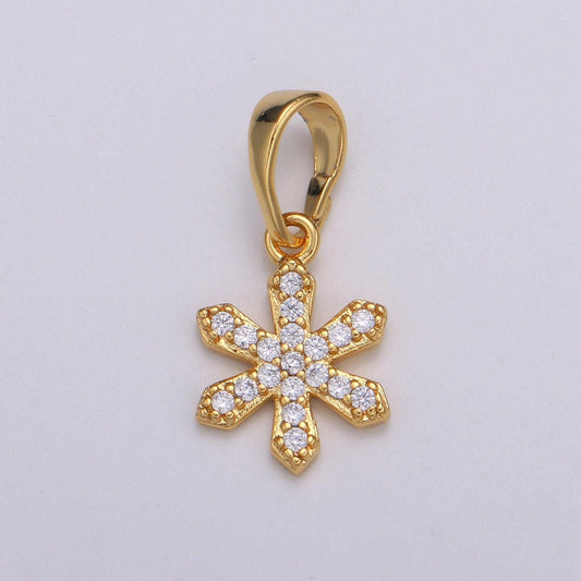 Gold jasmine,daisy charm 18x9mm - mini flower charm dainty sun flower charm snow flake for bracelet earring necklace supply,h062