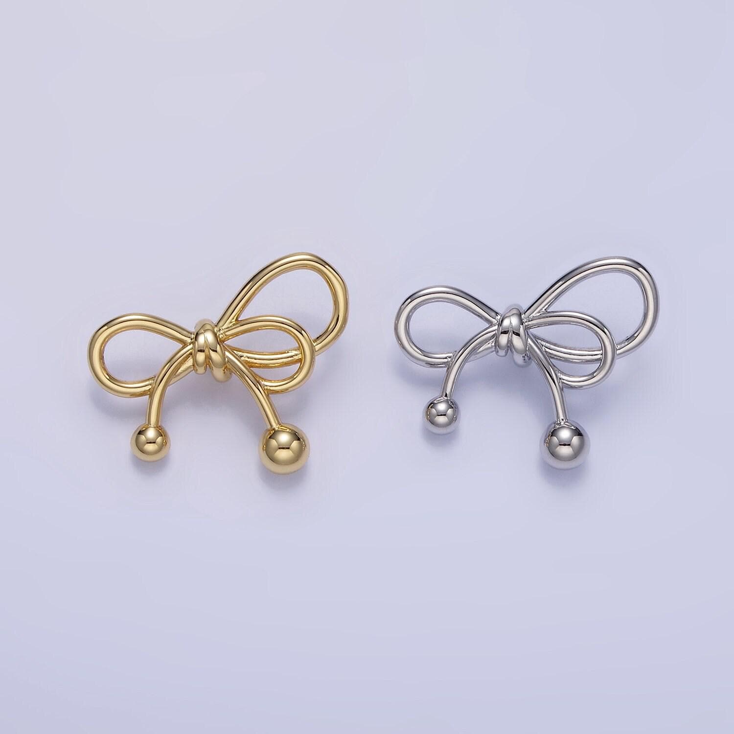 Gold bow charms 24k gold filled bow pendant dainty bow tie charm for bracelet necklace diy jewelry making supply h051