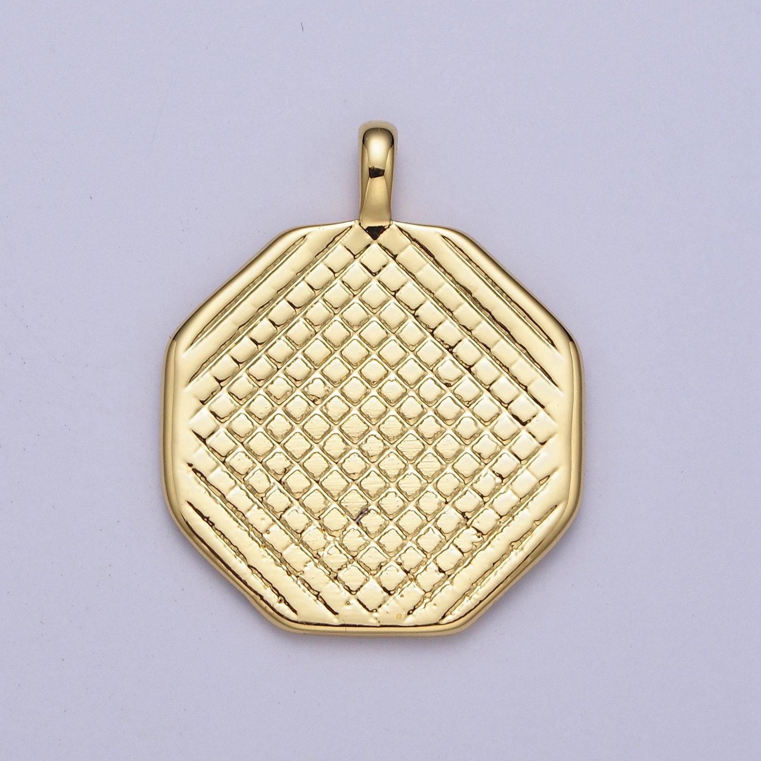 Octagon charm, dainty the wave charm 14k gold filled geometric pendant necklace charm wholesale bulk findings h043