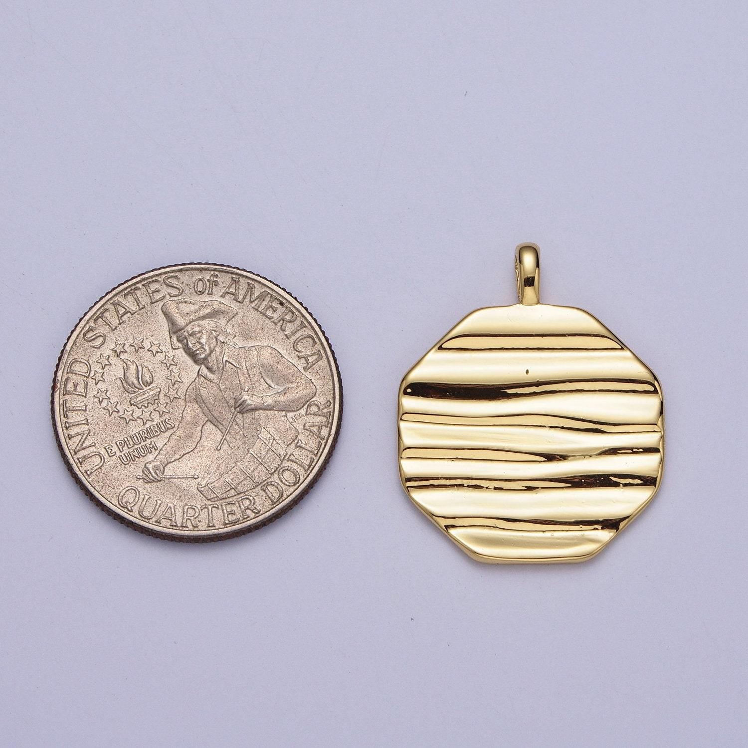 Octagon charm, dainty the wave charm 14k gold filled geometric pendant necklace charm wholesale bulk findings h043