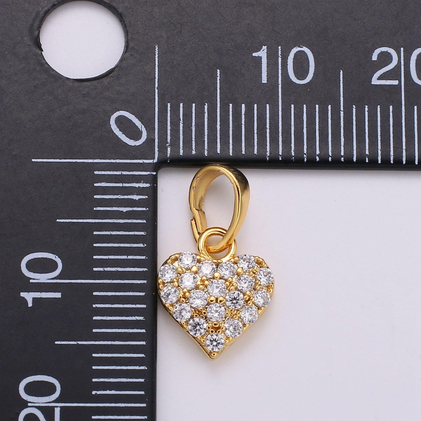 Mini cubic heart pendant 18k gold filled tiny geometric charm for earring bracelet necklace component h-034