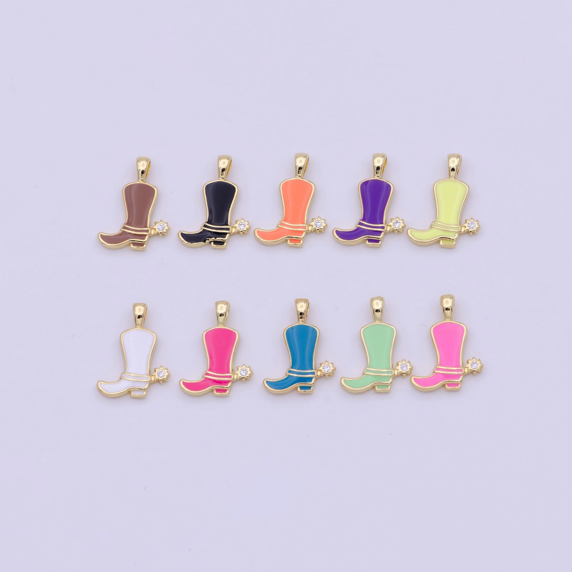 1pc enamel color cowboy boot charm, gold cowboy boots charm for necklace or bracelet, cowgirl charm, rodeo cowgirl jewelry pd 2247