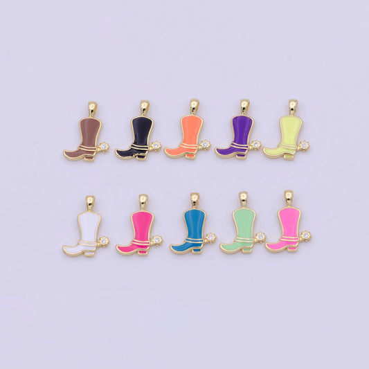 1pc enamel color cowboy boot charm, gold cowboy boots charm for necklace or bracelet, cowgirl charm, rodeo cowgirl jewelry pd 2247